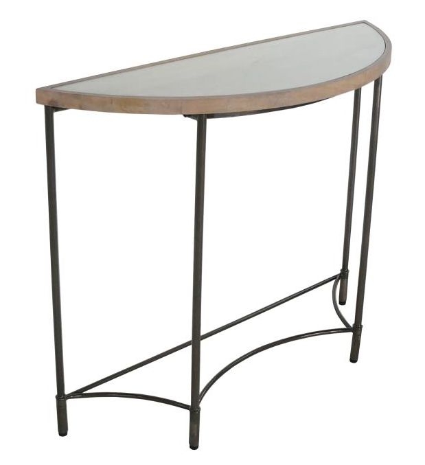 Mango Wood - Half Moon Table with Metal Base