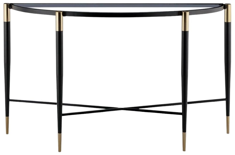 Harlinne Console Table - Clear Glass and Black - Half Moon
