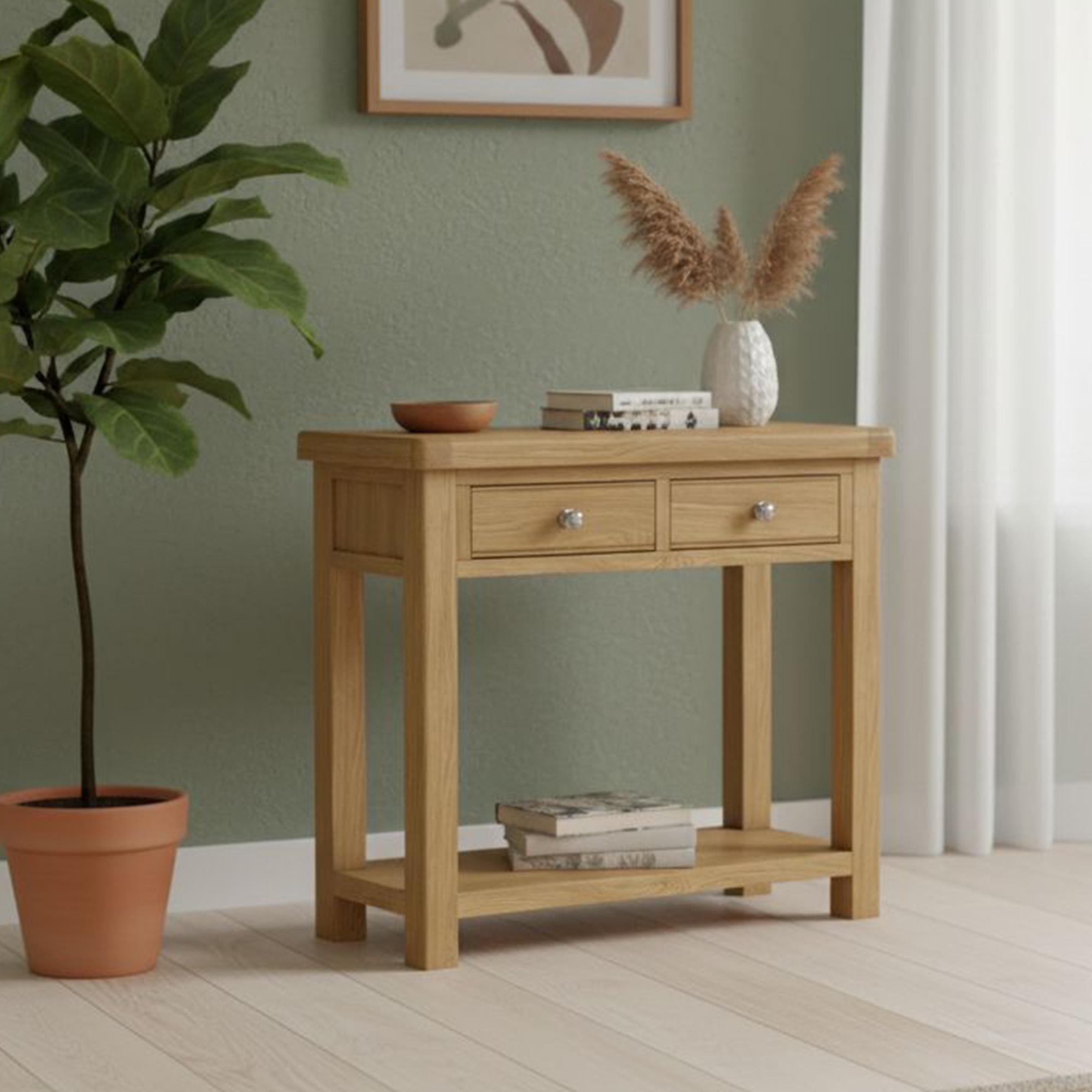 Normandy Console Table - 2 Drawer - Oak