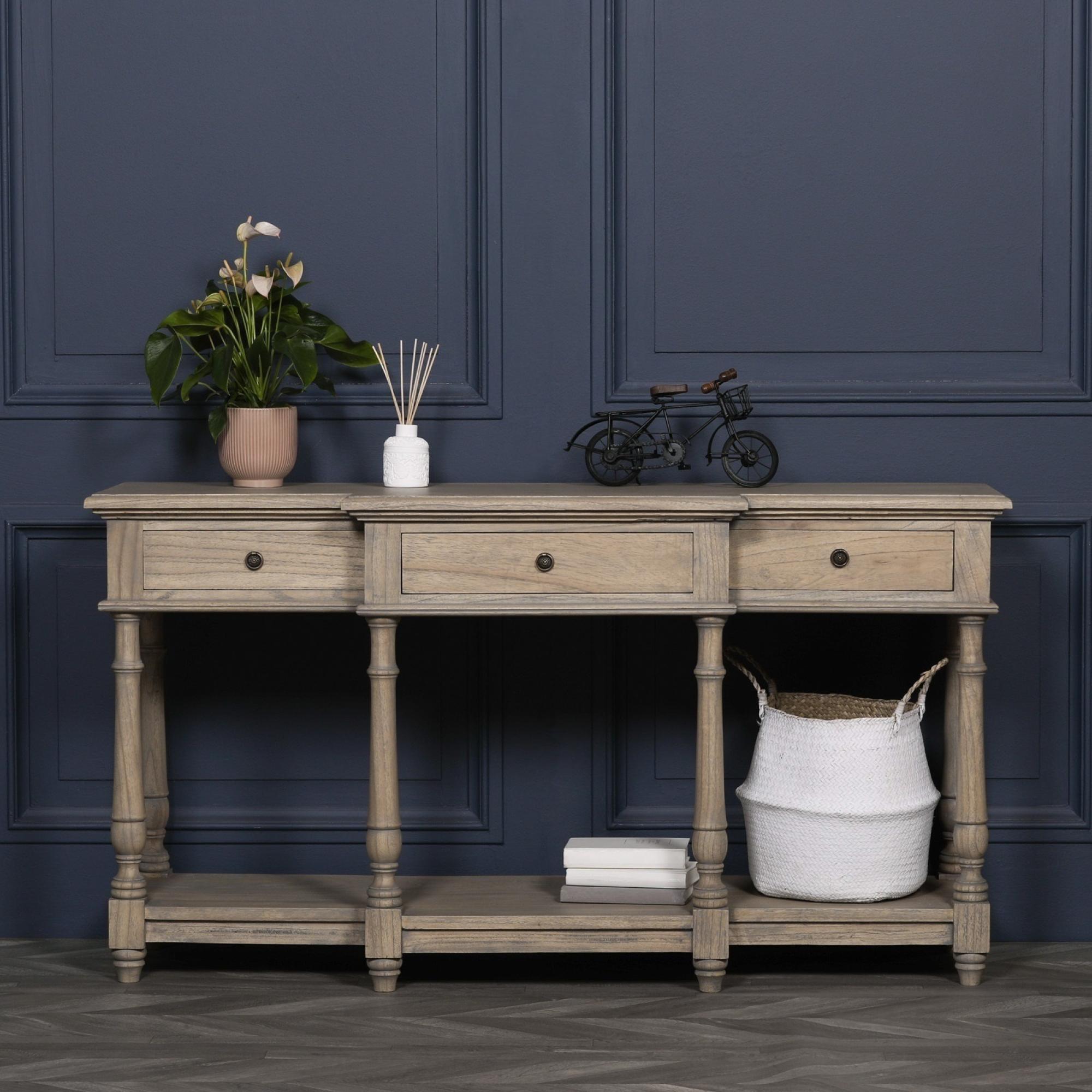 Rustic Breakfront Console Table - 3 Drawer