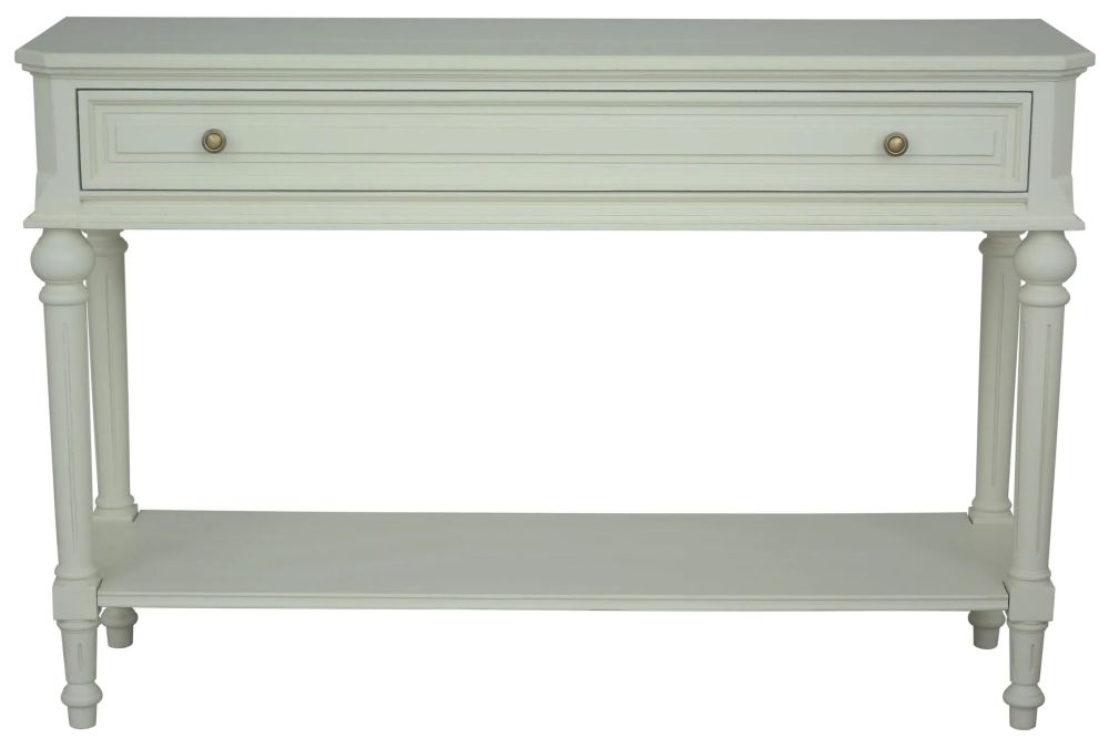 Solana Console Table - 1 Drawer - Large - Lime White - French Style