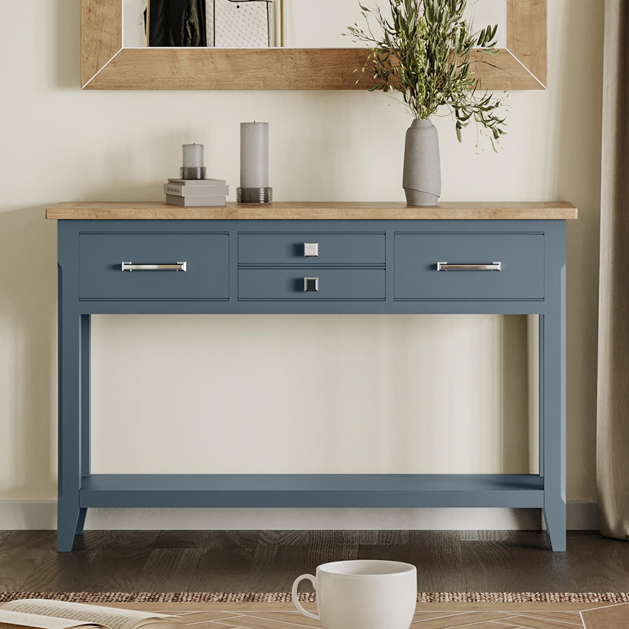 Signature Blue Console Table - 4 Drawer