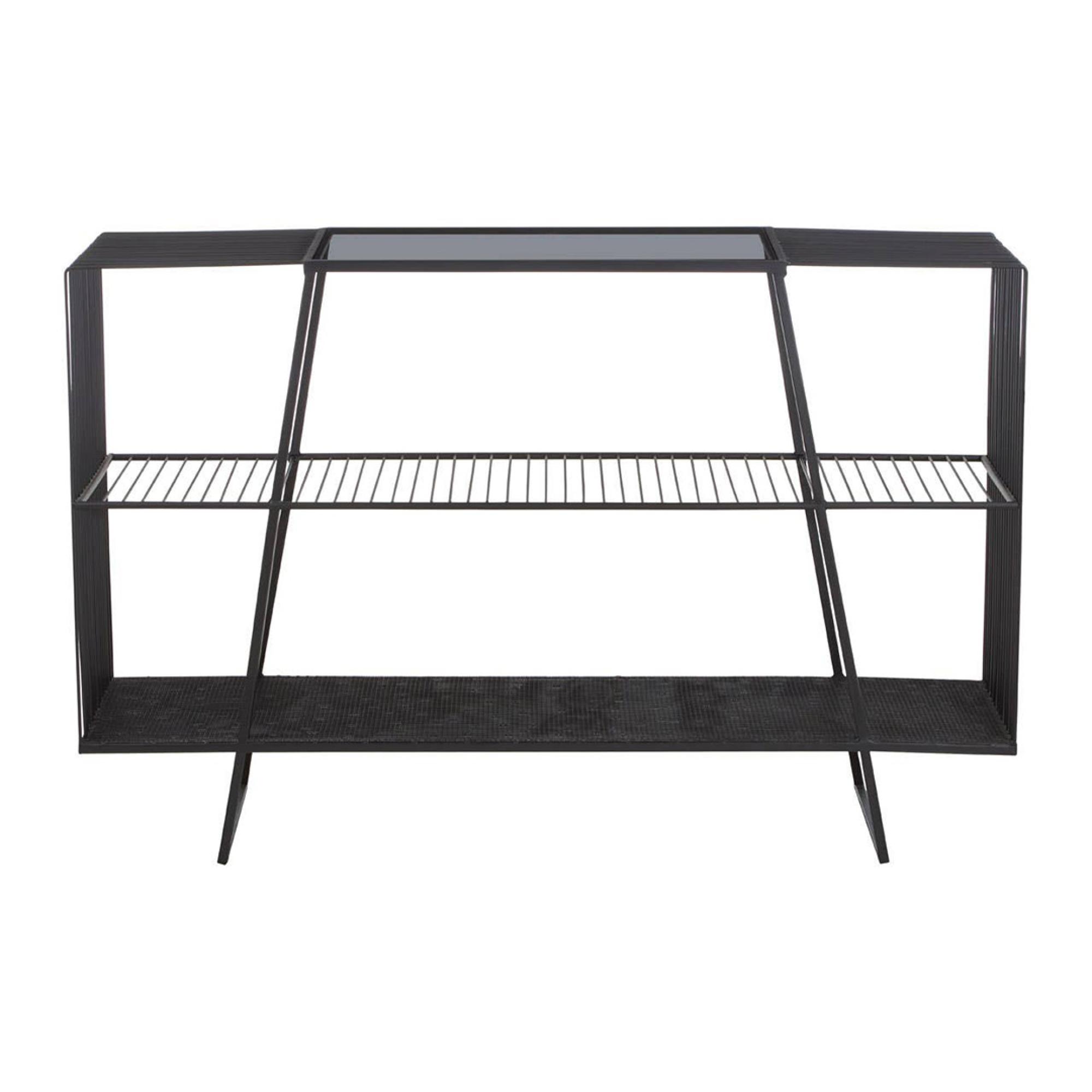 Trento Console Table - Glass Wired with Black Metal Base