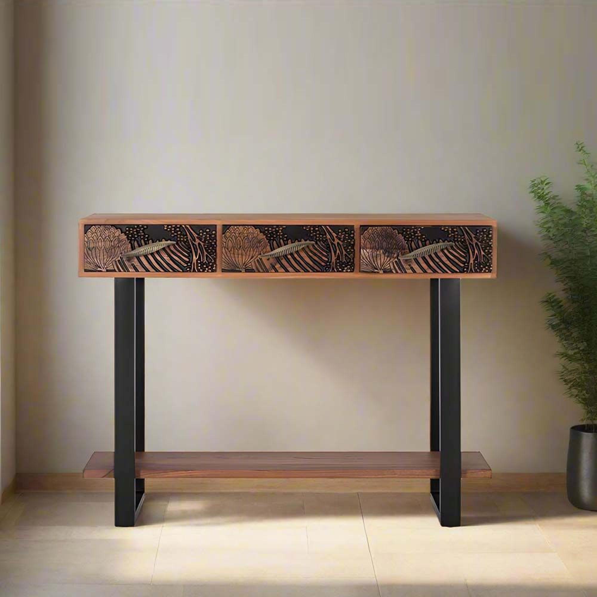 Valentia Artisan 3 Drawer Console Table - Acacia Wood