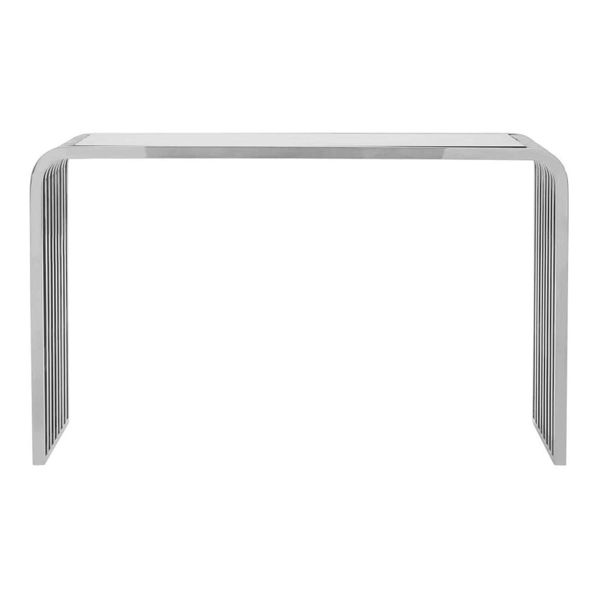 Vogue Console Table - Glass and Chrome - Slatted Curved