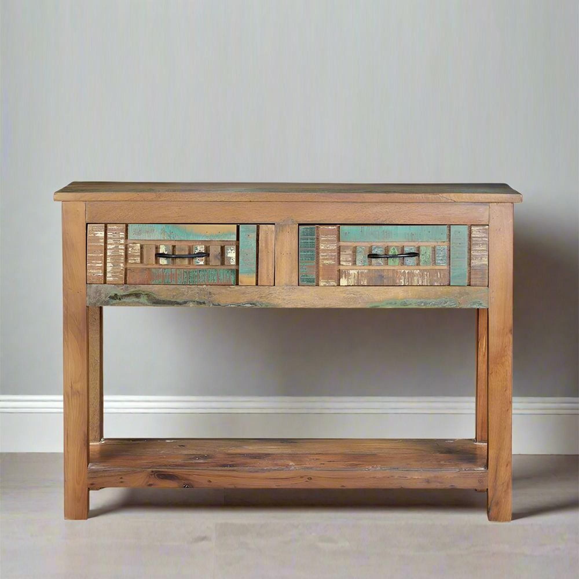 Zangird Console Table - 2 Drawer - Recycled Wood