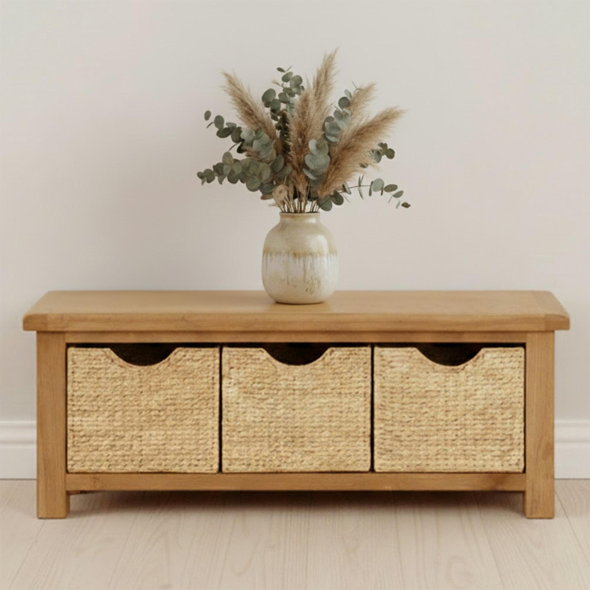 Salisbury Premium Bench - with Baskets - Oak