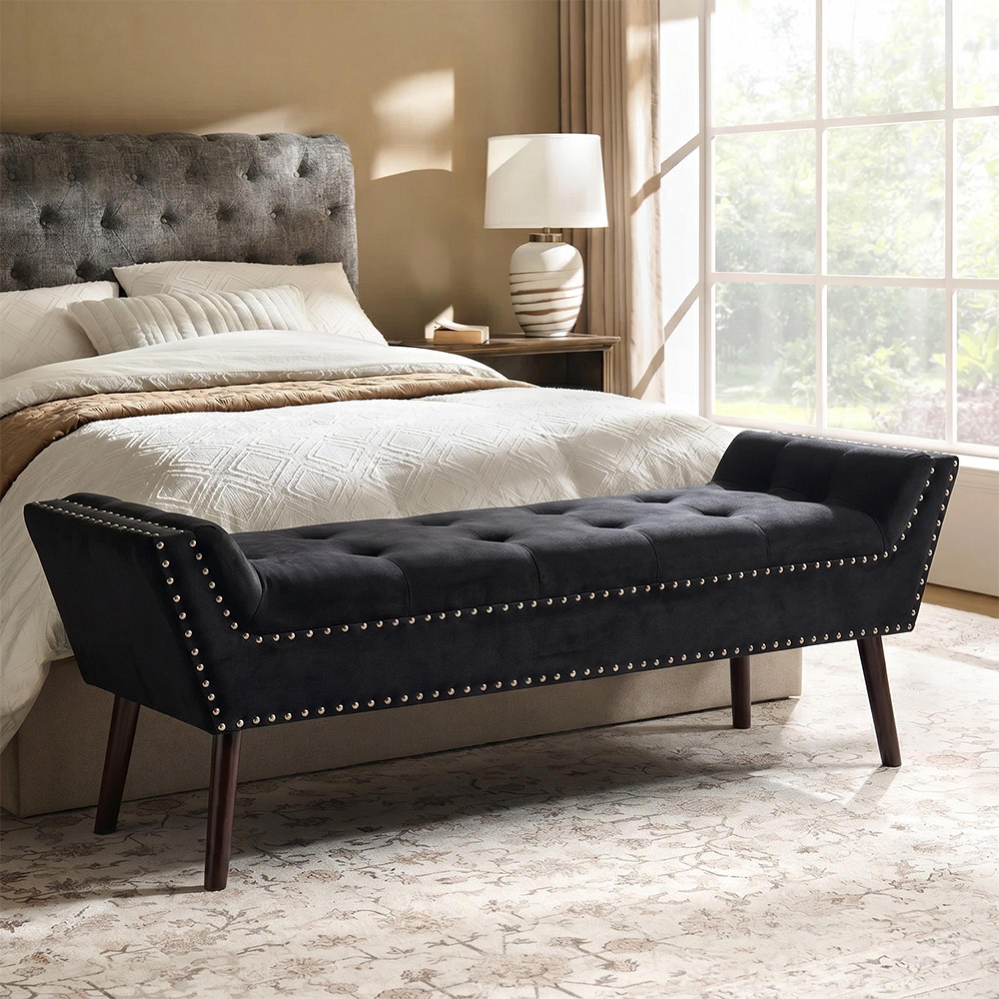 Alea Hall Bench - Black Fabric