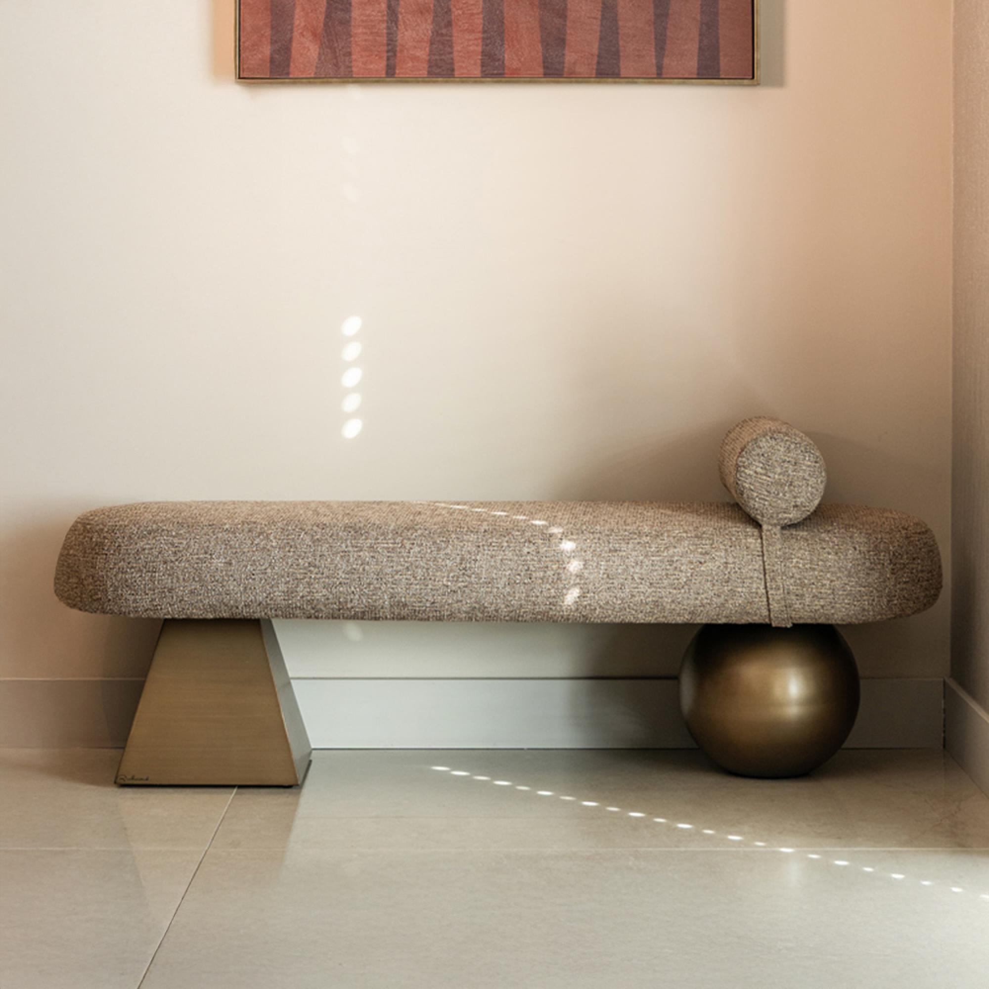 Geneva Hall Bench - Brown - Fabric and Metal