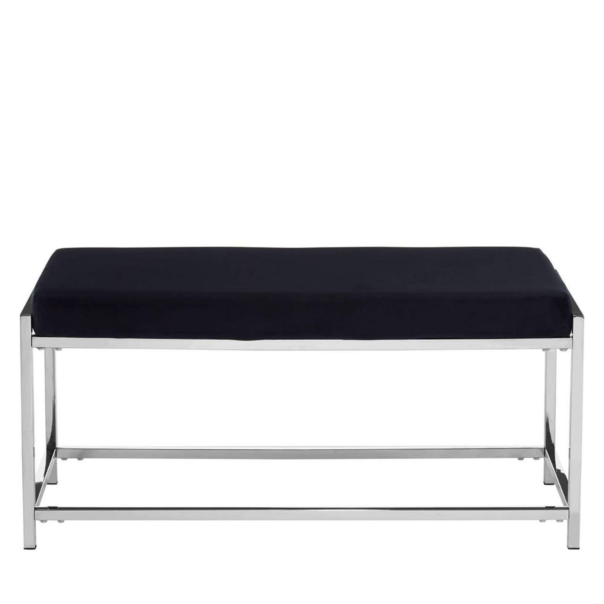 Allure Hall Bench - Black Fabric - Chrome Base