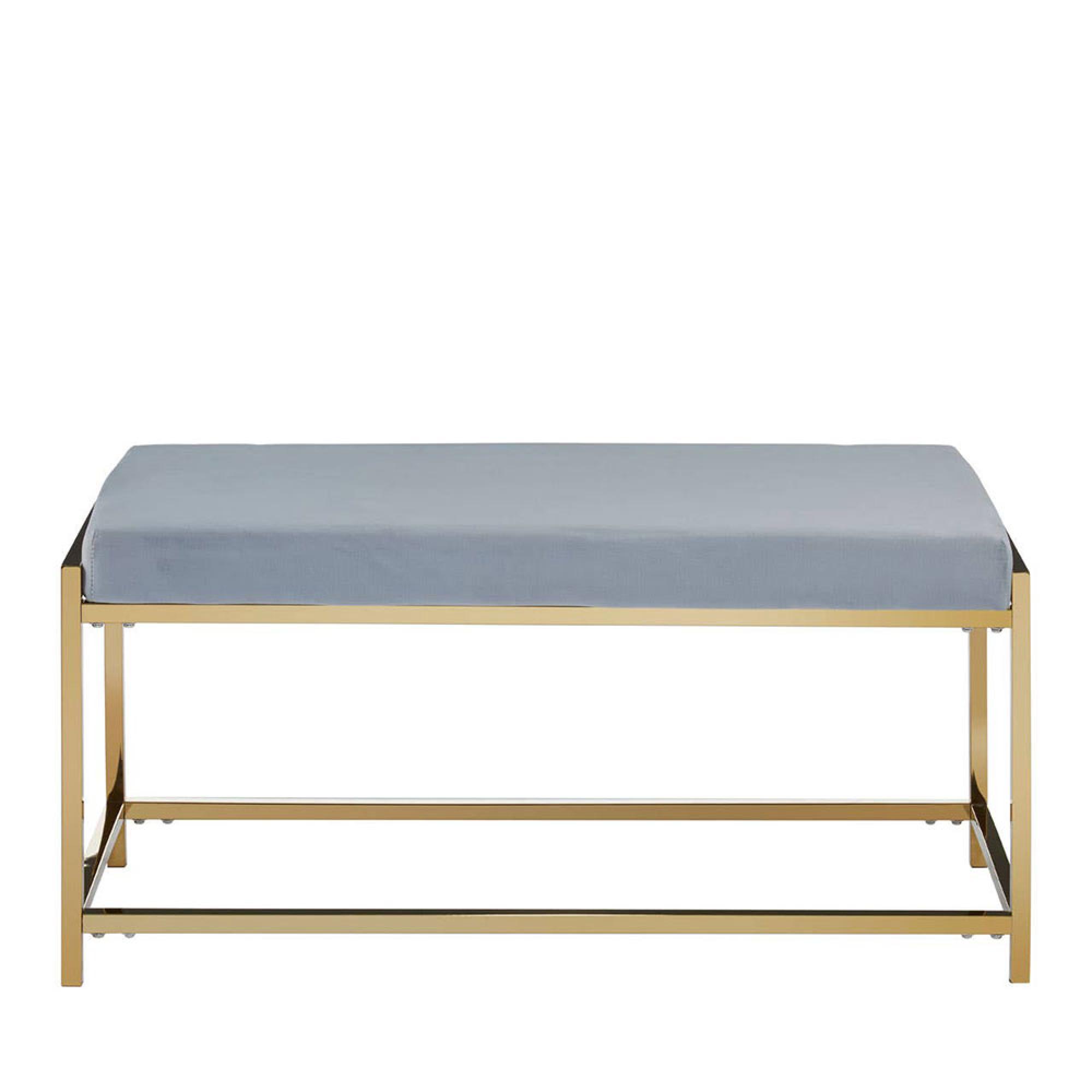 Allure Hall Bench - Powder Blue Fabric - Gold Base