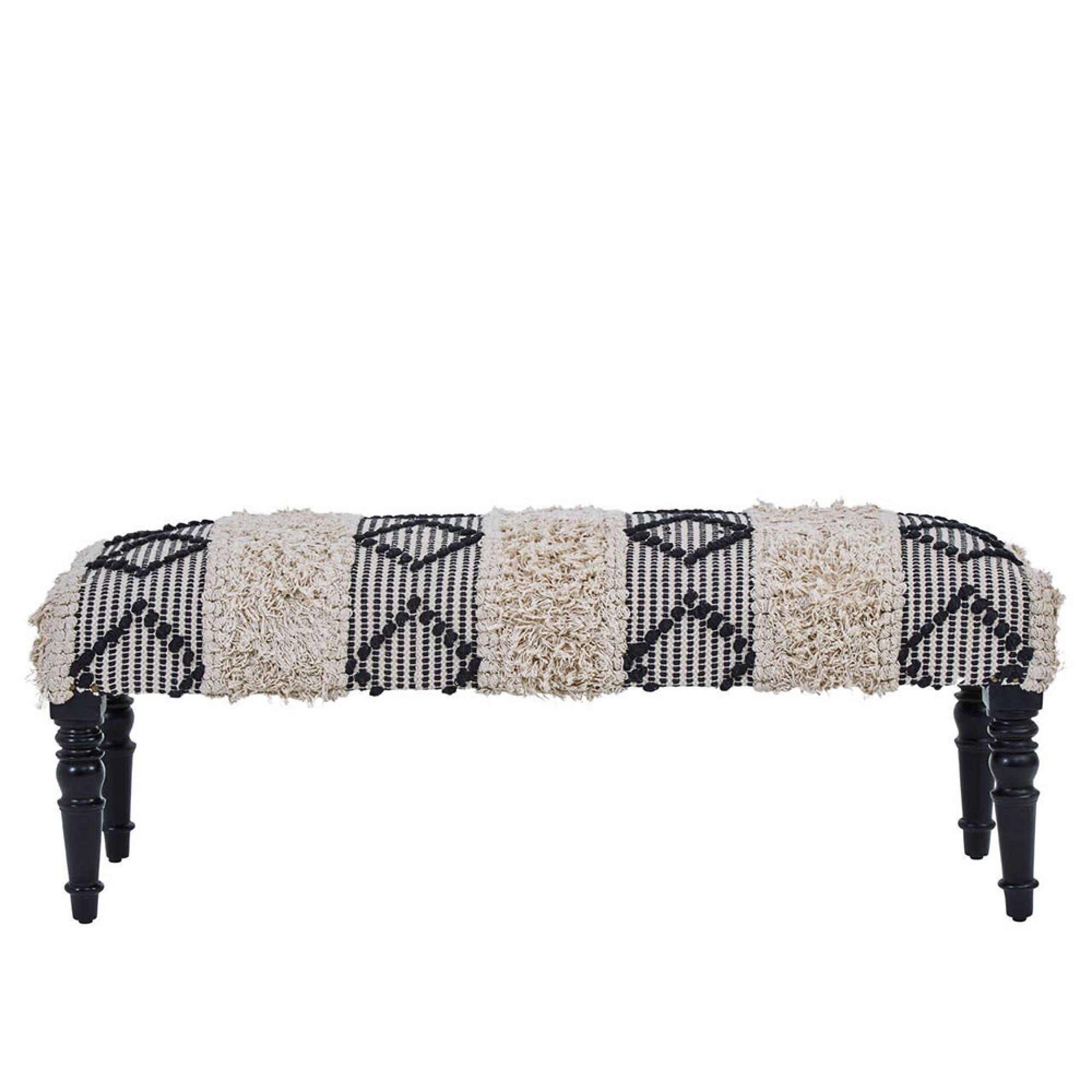 Cefena Bench - Moroccan - White and Black Fabric