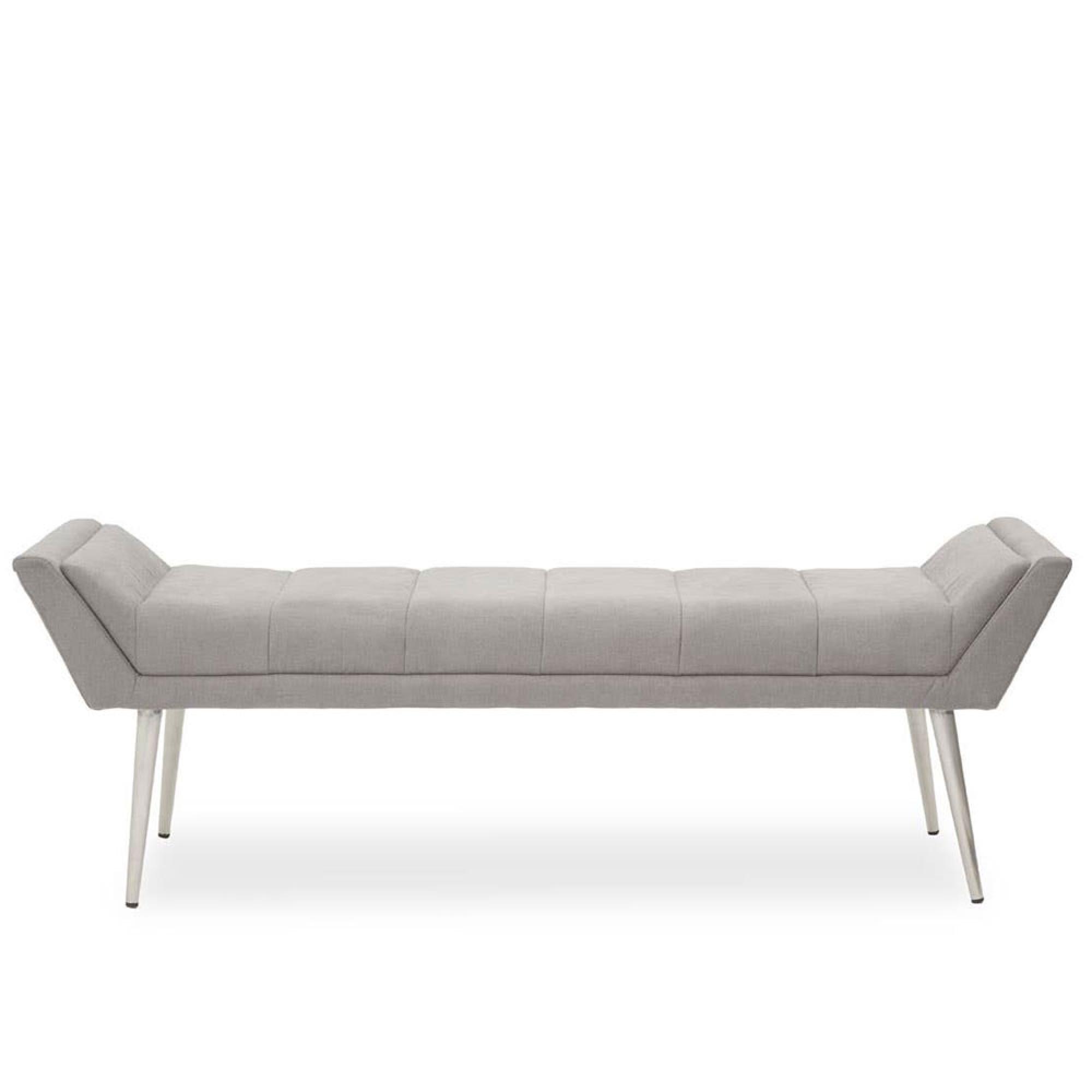 Gilden Bench - Grey Fabric with Silver Angular Legs