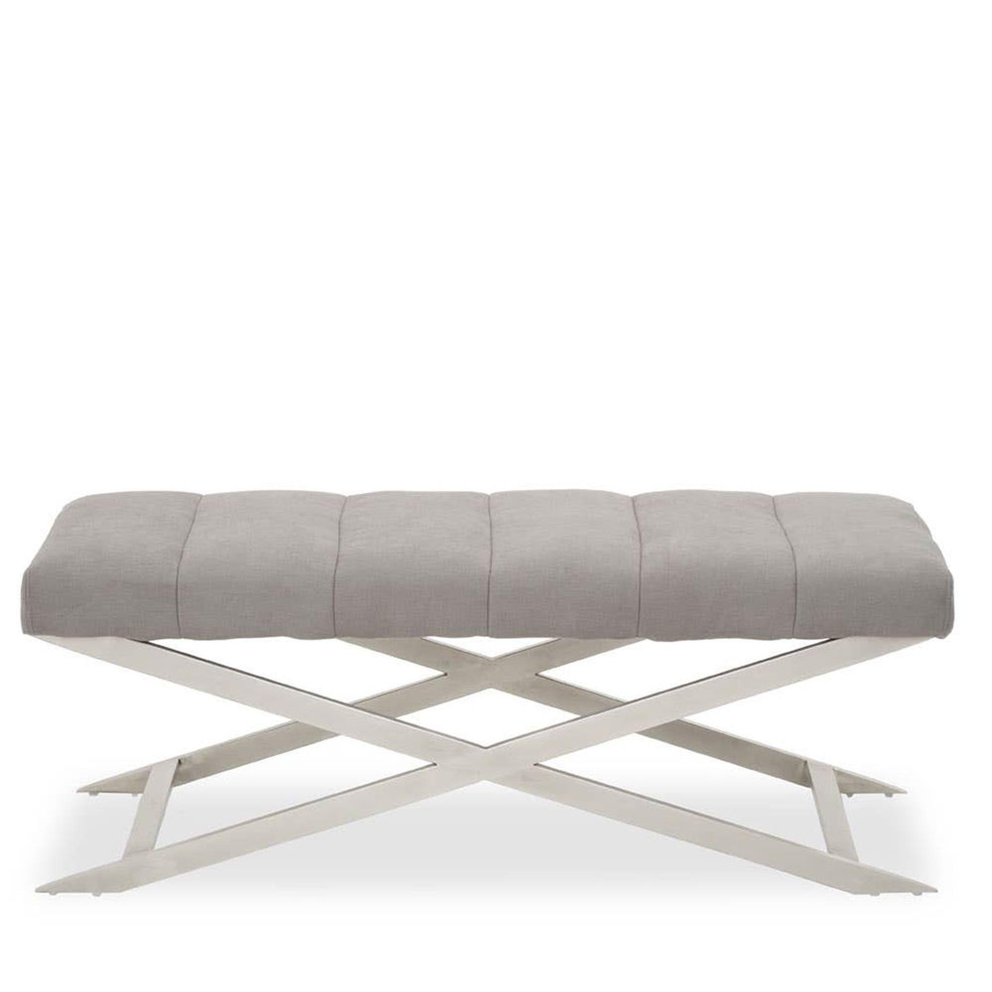 Gilden Bench - Grey Fabric with Silver Cross Base