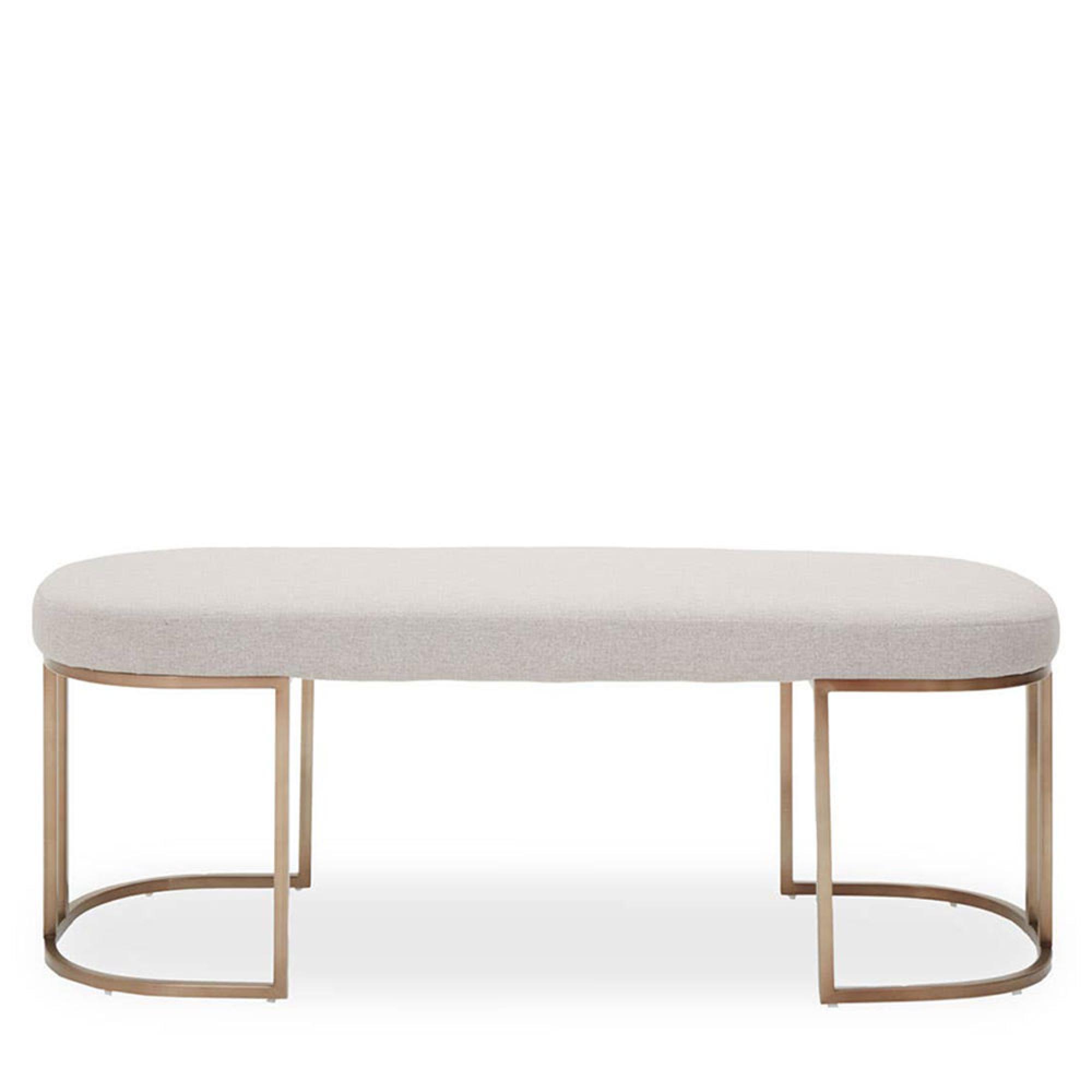 Gilden Bench - Curved - Grey Fabric with Gold Legs