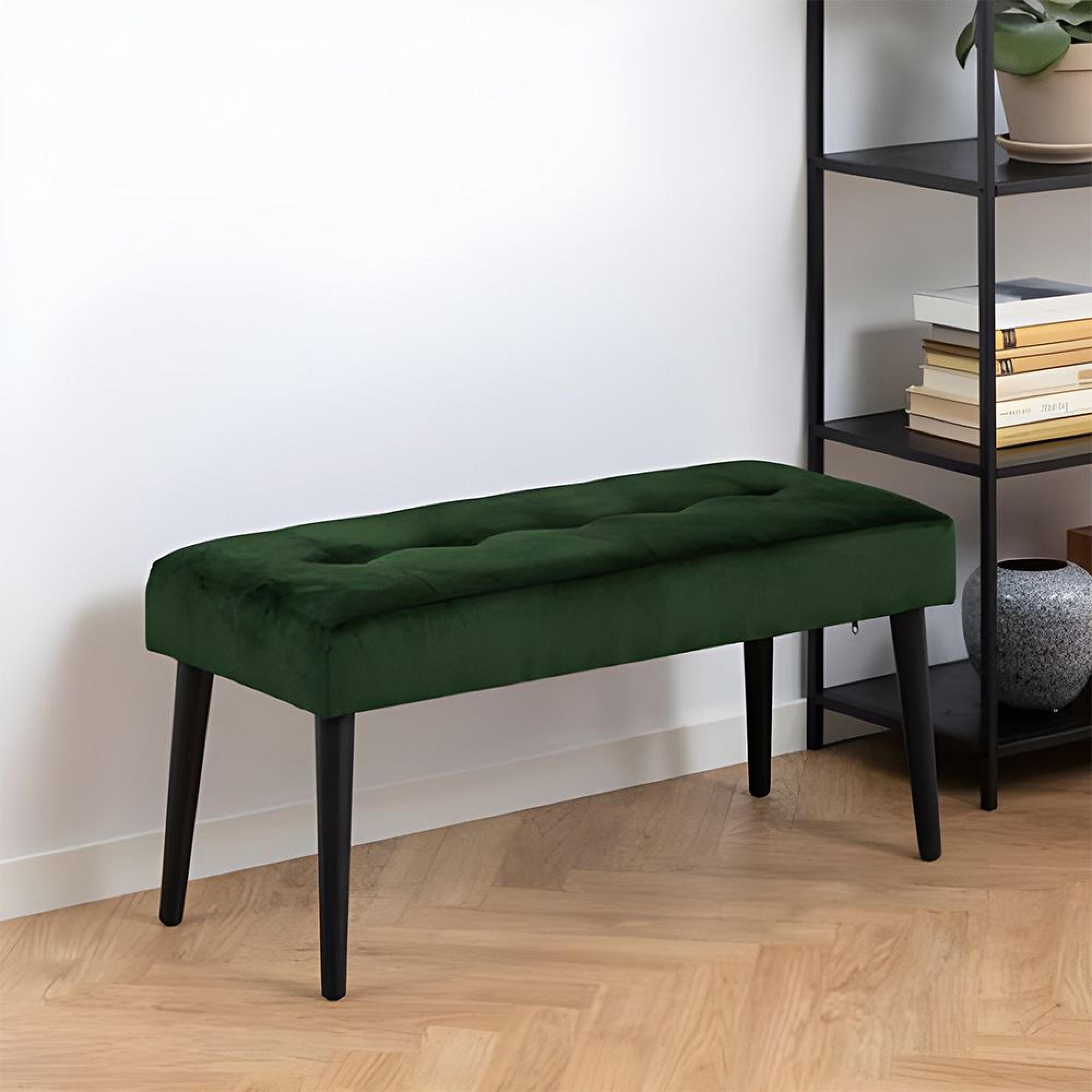 Glory Bench - Forest Green Velvet Fabric