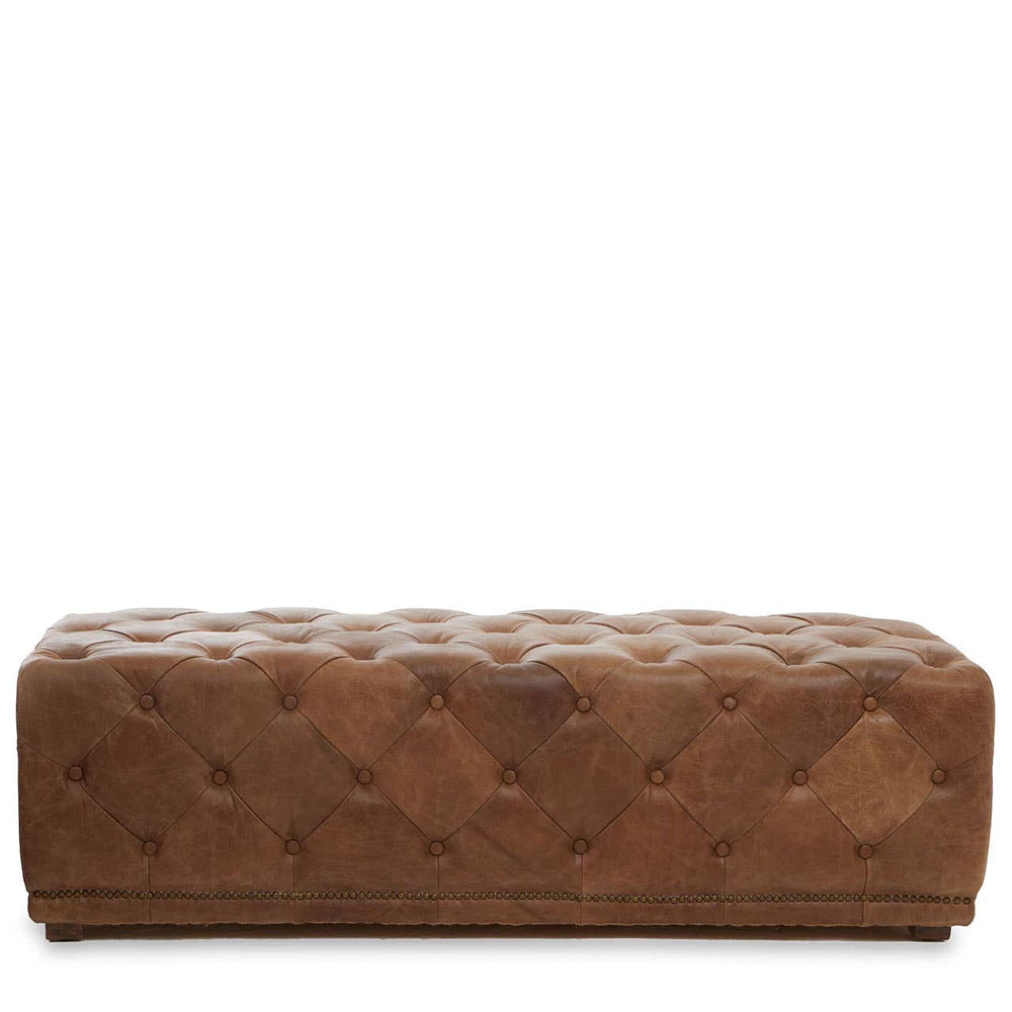 Hoxton Ottoman Bench - Vintage Brown Tufted Leather