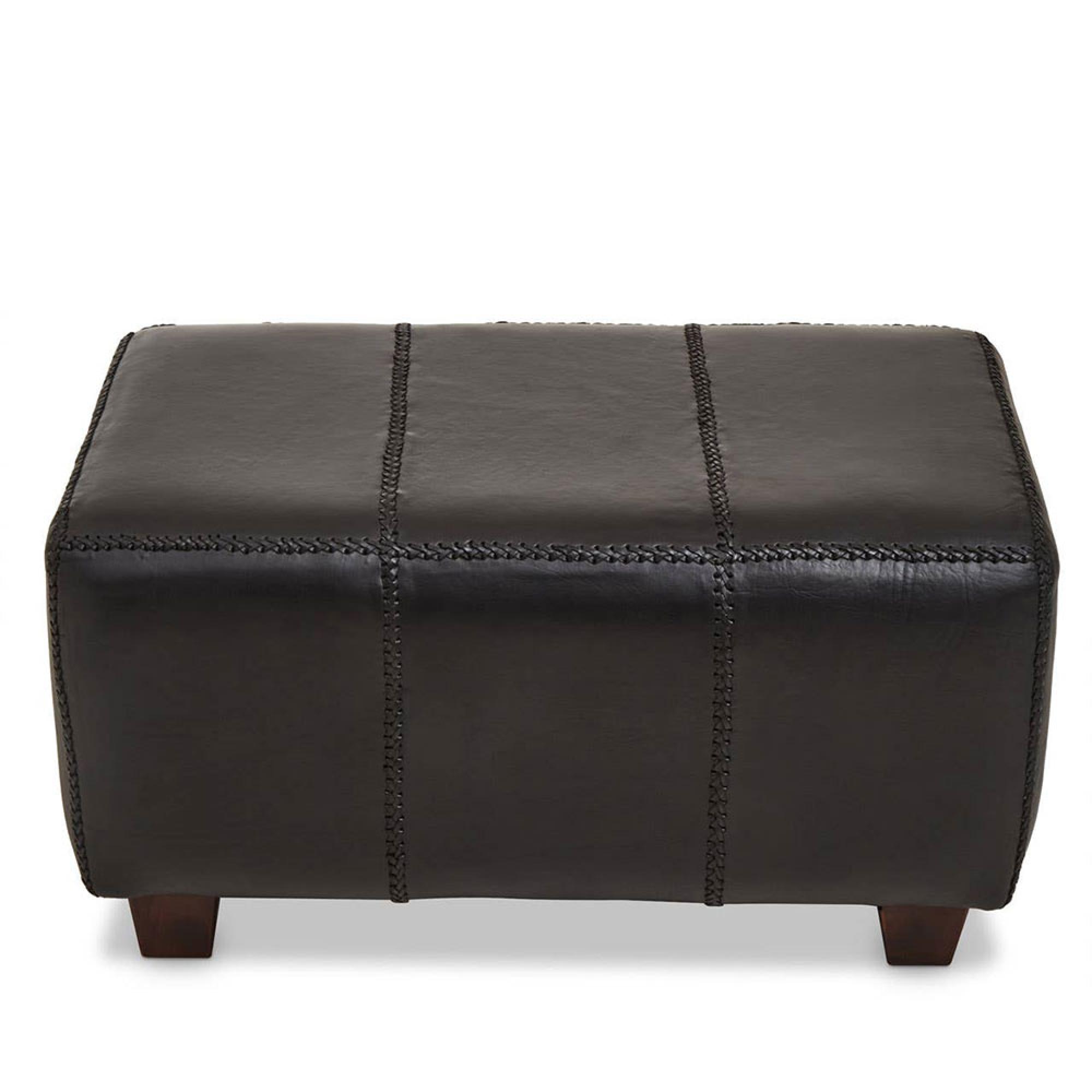 Inca Footstool - Black Leather