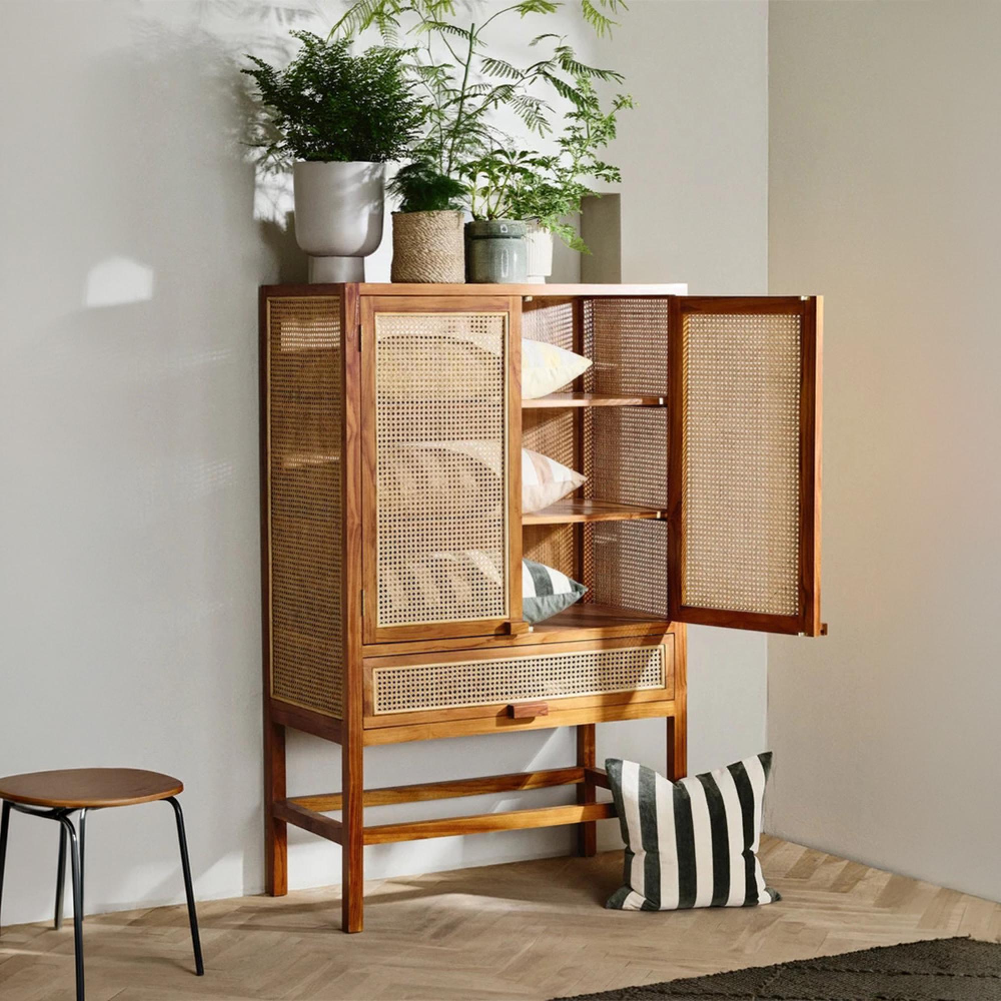 Merge Hall Cabinet - Tall - 2 Door - Natural - Rattan