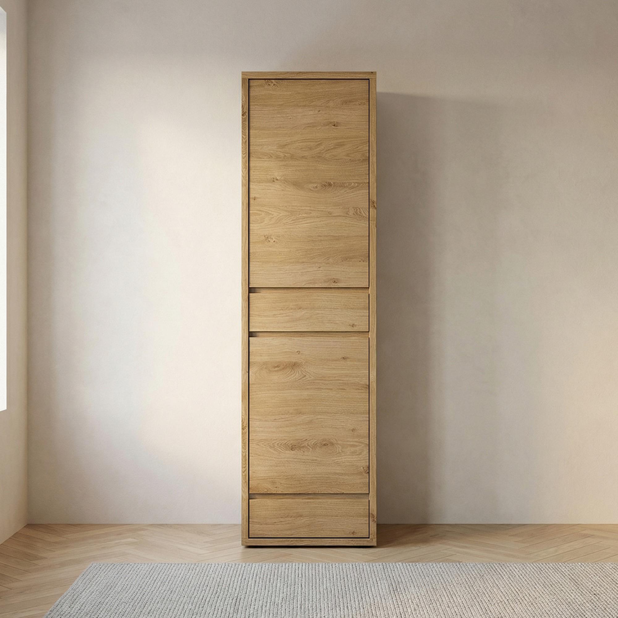 Shetland Display Cabinet - 2 Door - 2 Drawer - Narrow - Oak