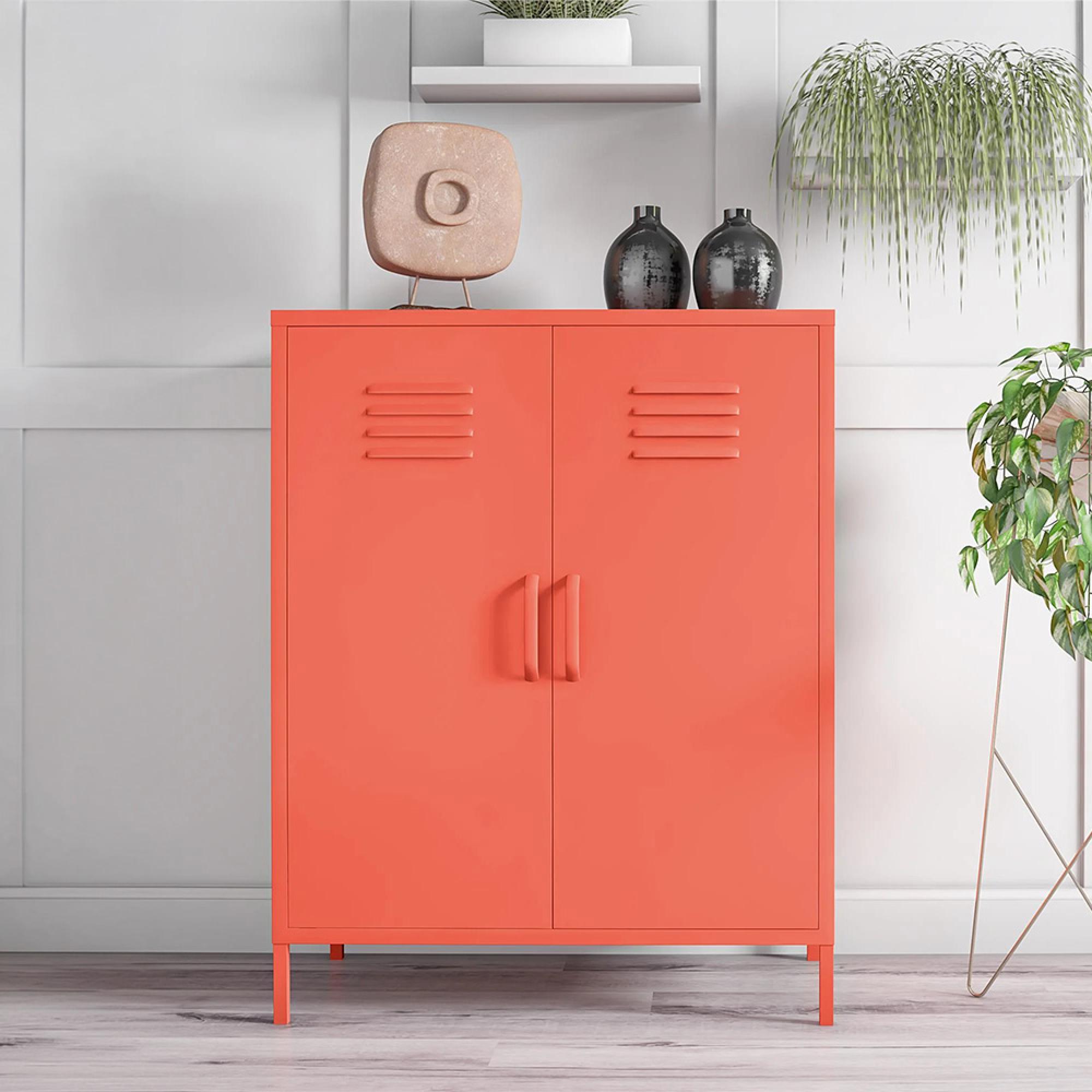 Novogratz Cache Locker Storage Cabinet - Orange - 2 Doors - 3384813COMNUK