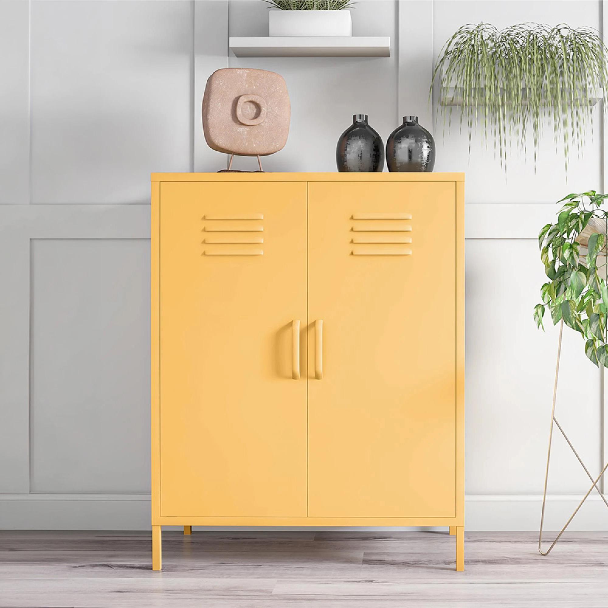 Novogratz Cache Locker Storage Cabinet - Yellow - 2 Doors - 3384814COMNUK