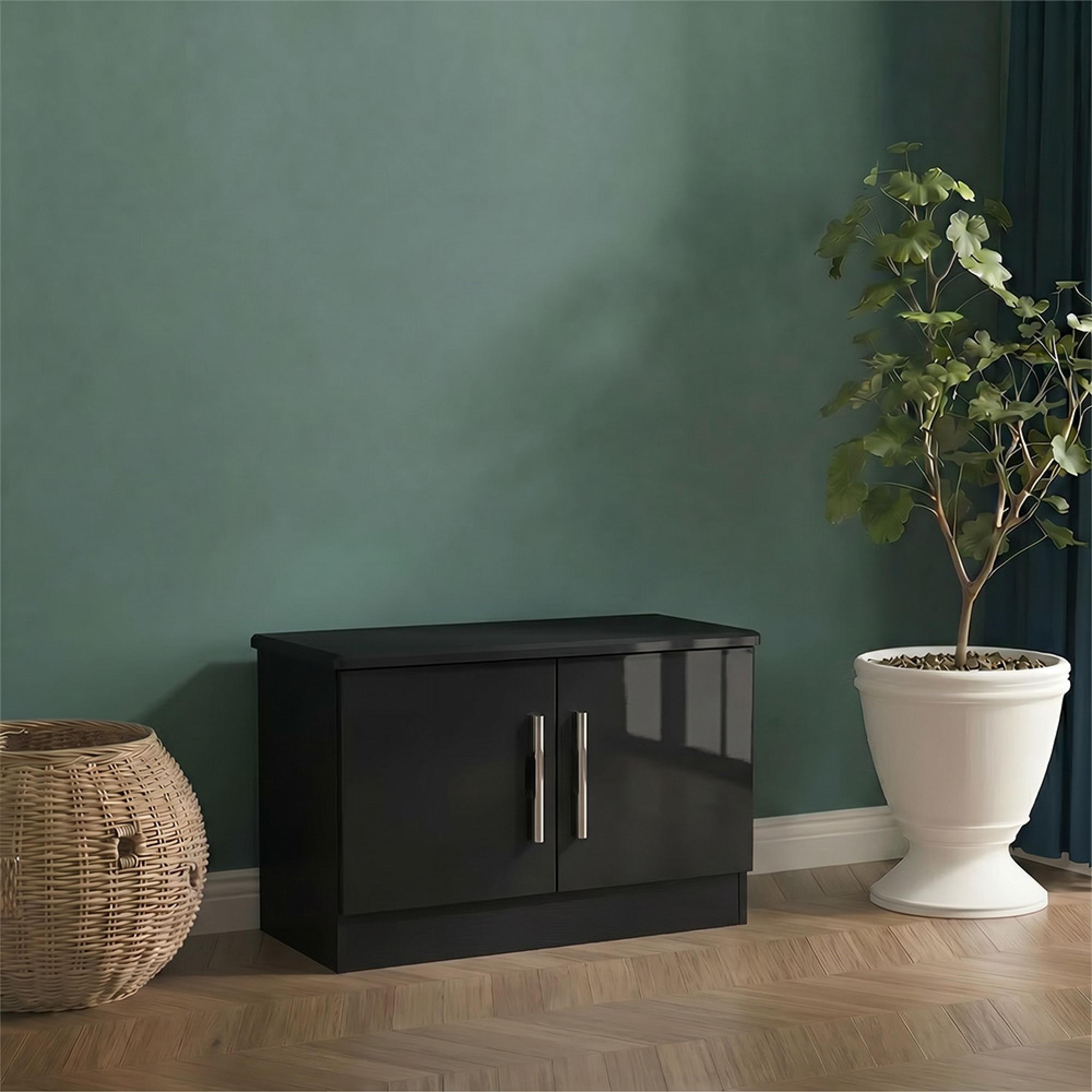 Knightsbridge Low Cabinet - 2 Door - Black Gloss