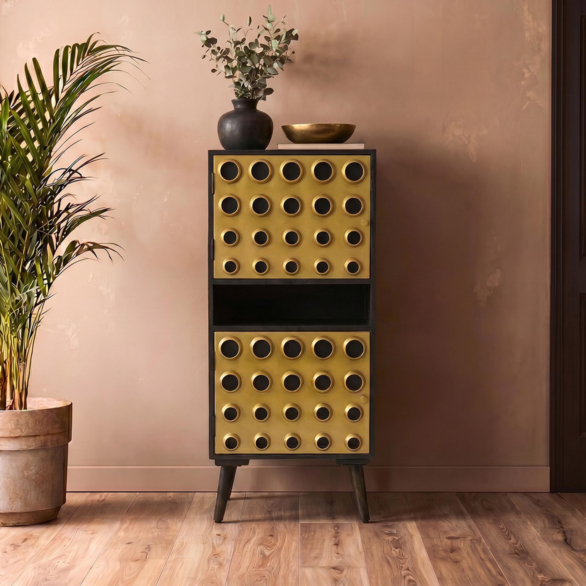 Arti Tall Cabinet - 2 Door - Black - Mango Wood
