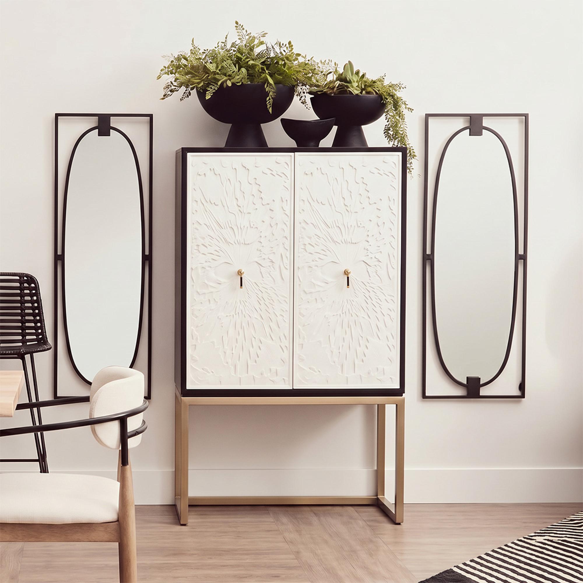 Dumas Hall Cabinet - 2 Door - Black and White