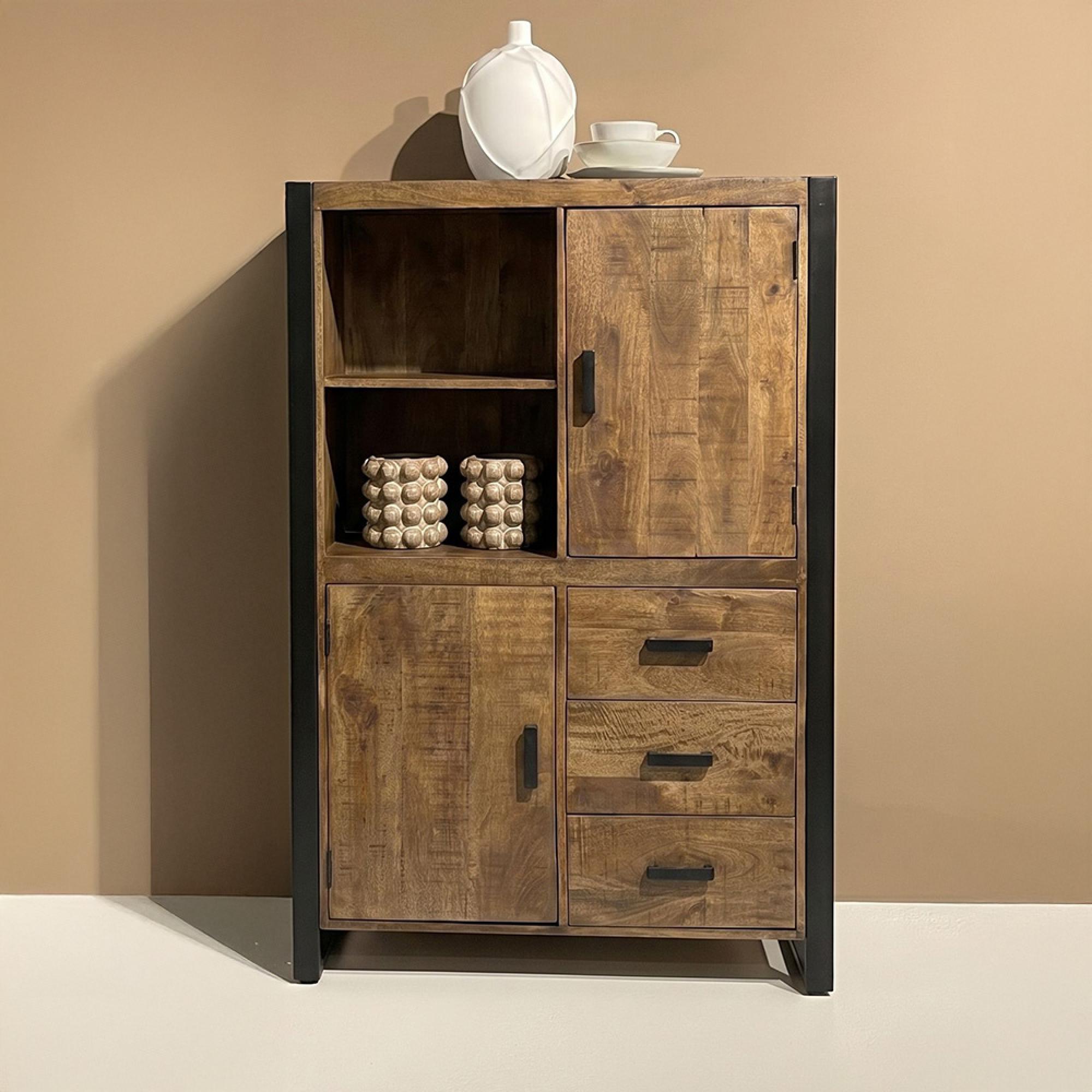 Nairobi Hall Cabinet - 2 Door - 3 Drawer - Natural - Rustic Mango Wood