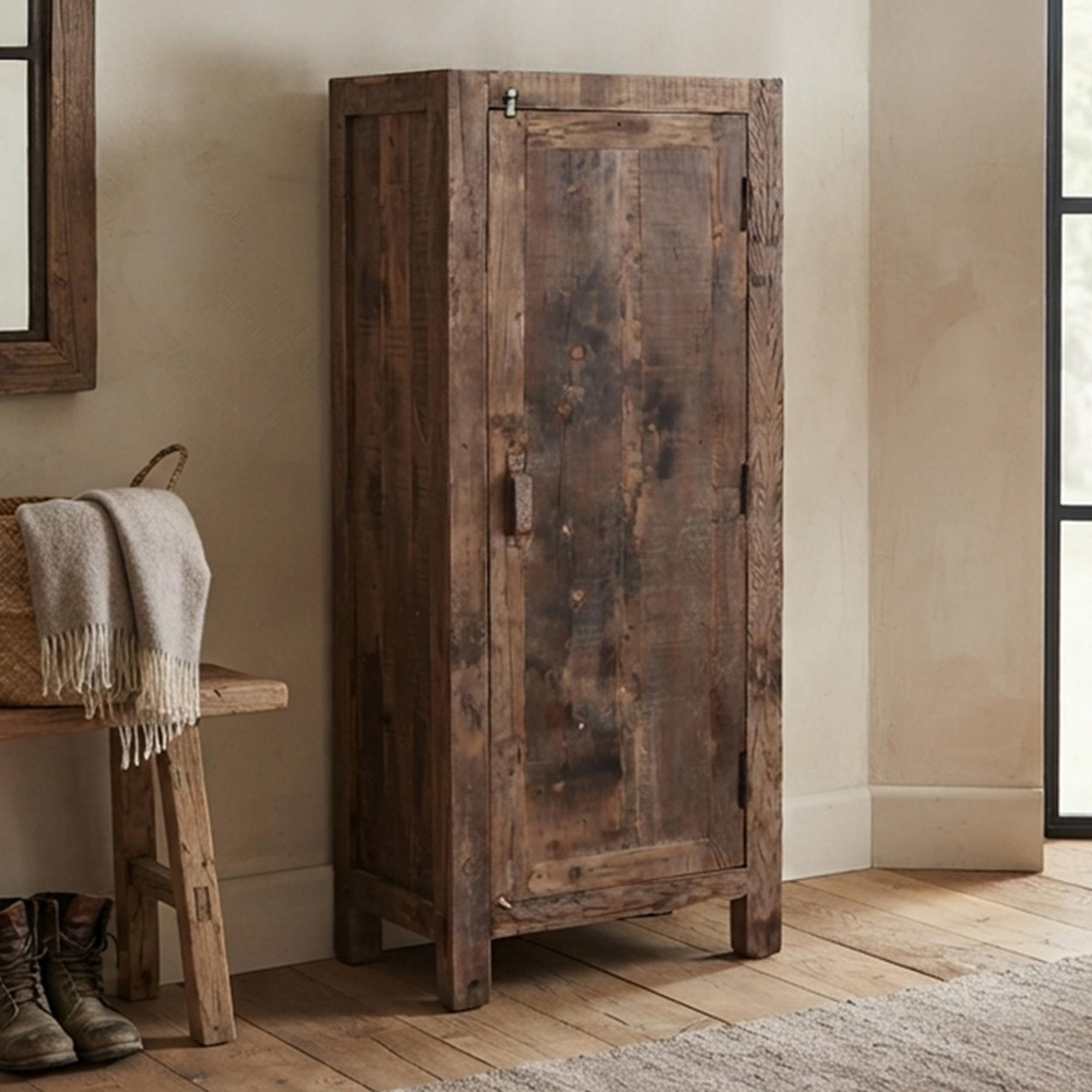 Bassano Hall Cabinet - 1 Door - Natural - Recycled Wood
