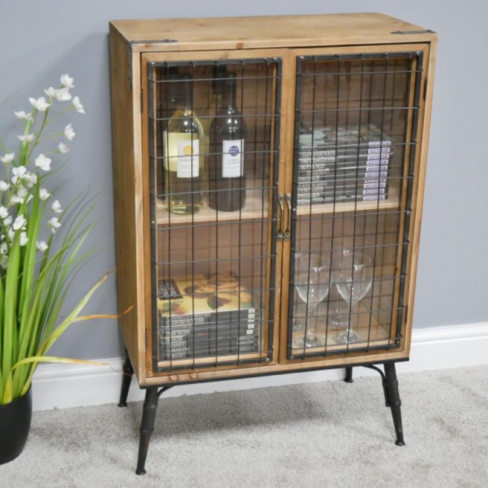 Industrial Cabinet - 2 Door - Fir Wood and Metal