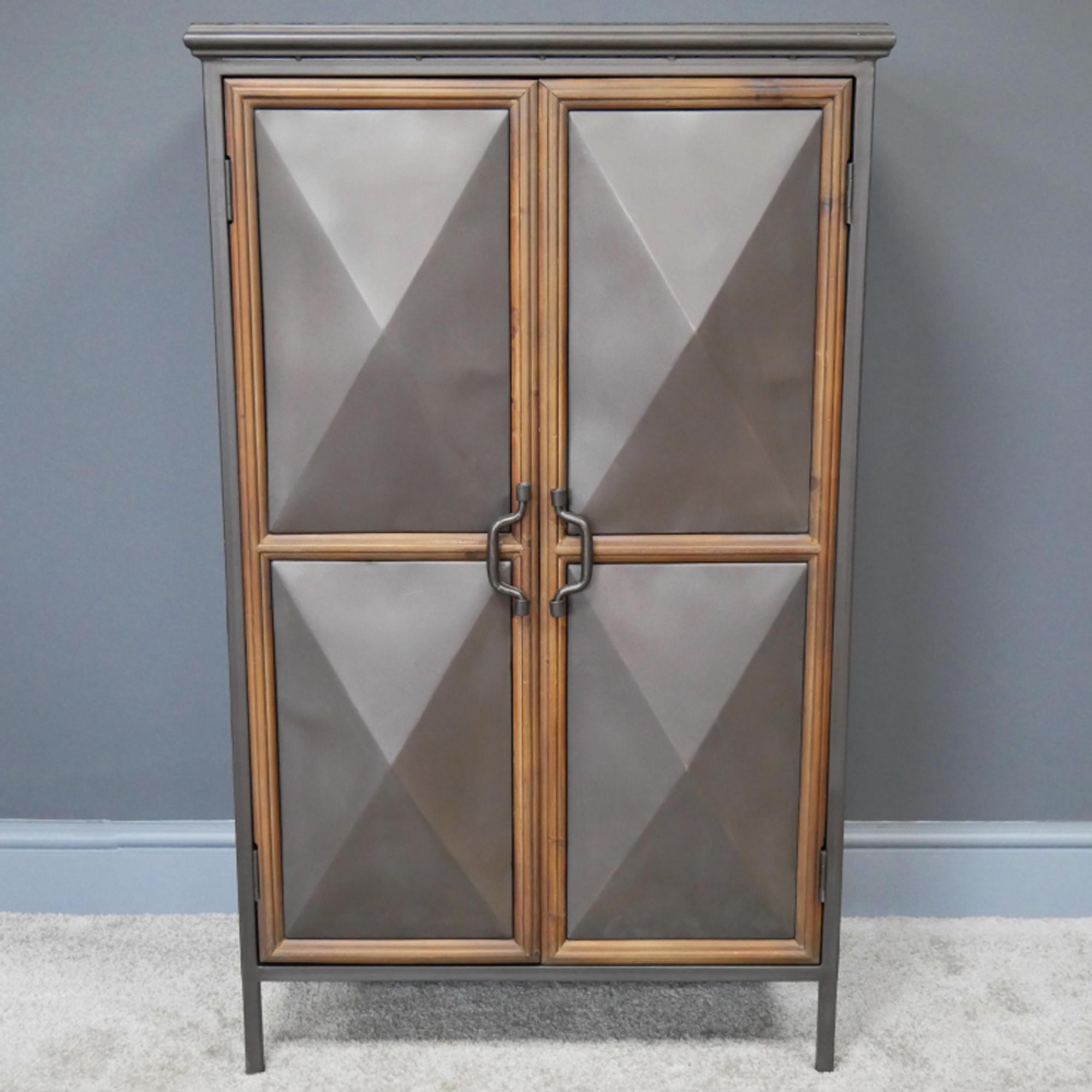 Industrial Cabinet - 2 Door - Grey - Wood and Metal