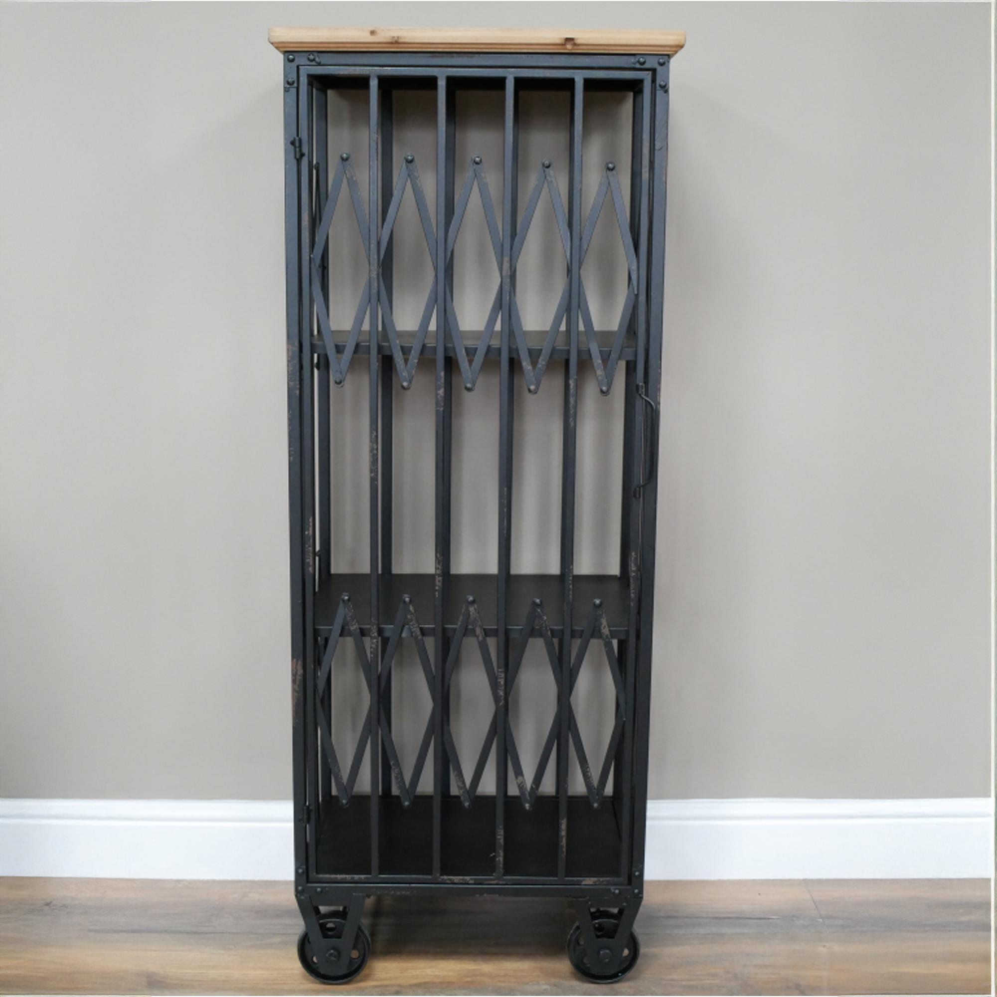 Industrial Cabinet - Black - 1 Door - on Wheels - Metal