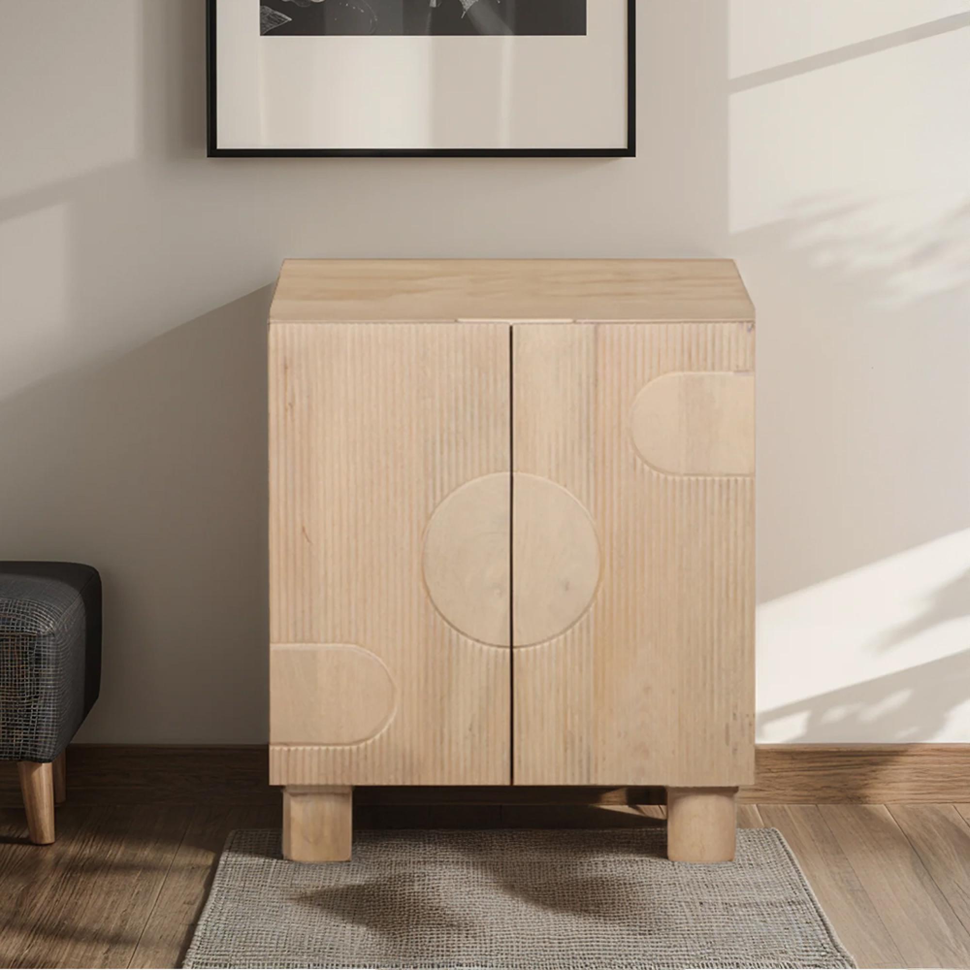 Austin Hall Cabinet - 2 Door - Fluted - Natural - Mango Wood