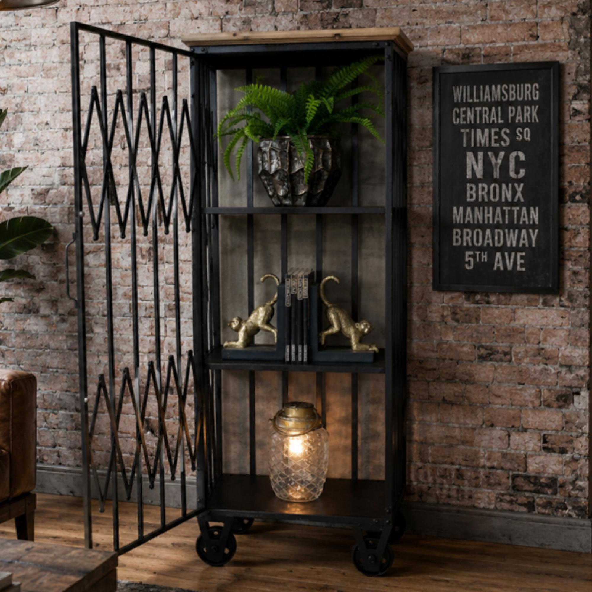 Industrial Cabinet - 1 Shutter Door - on Wheels - Black - Metal