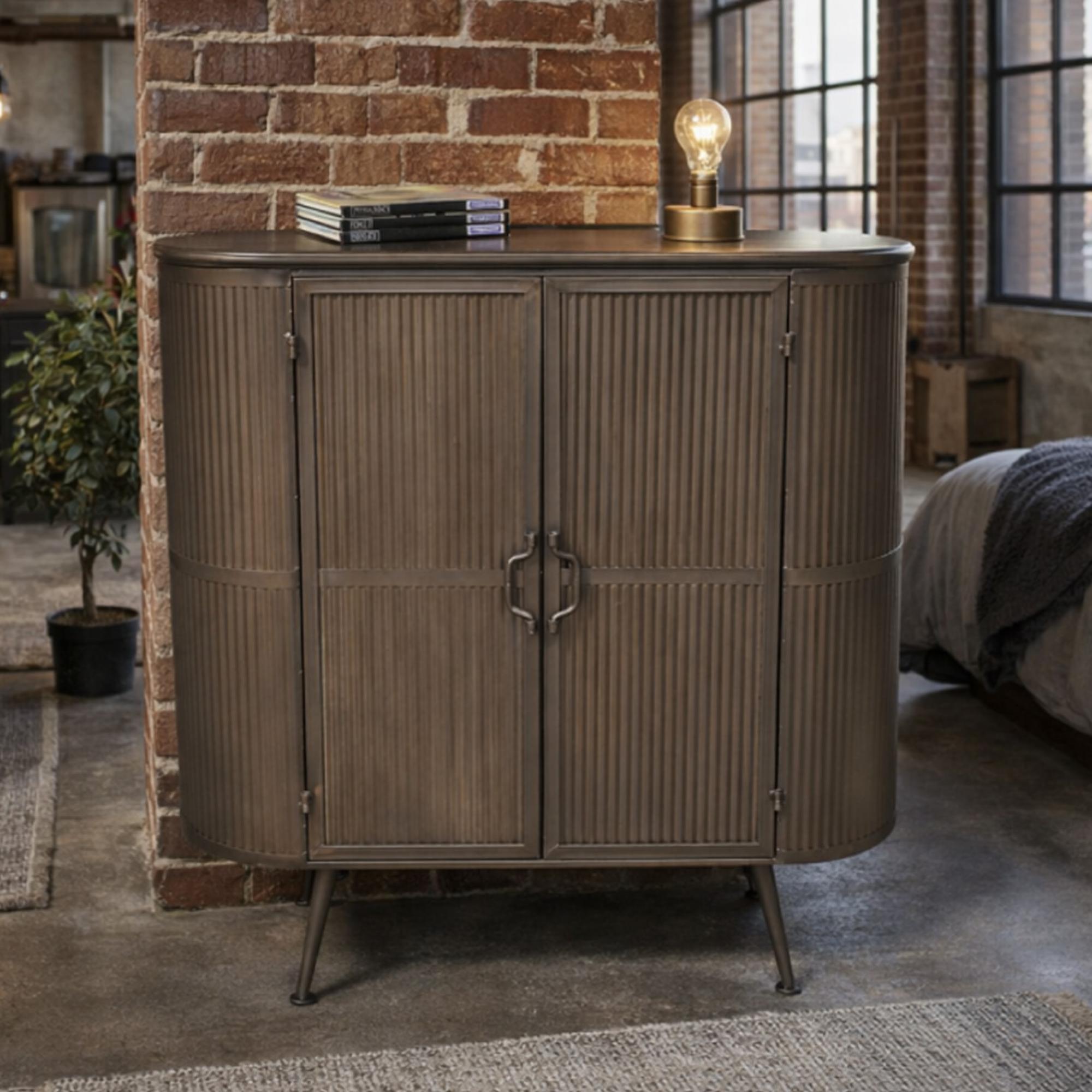 Small Cabinet - 2 Door - Curved - Industrial - Metal