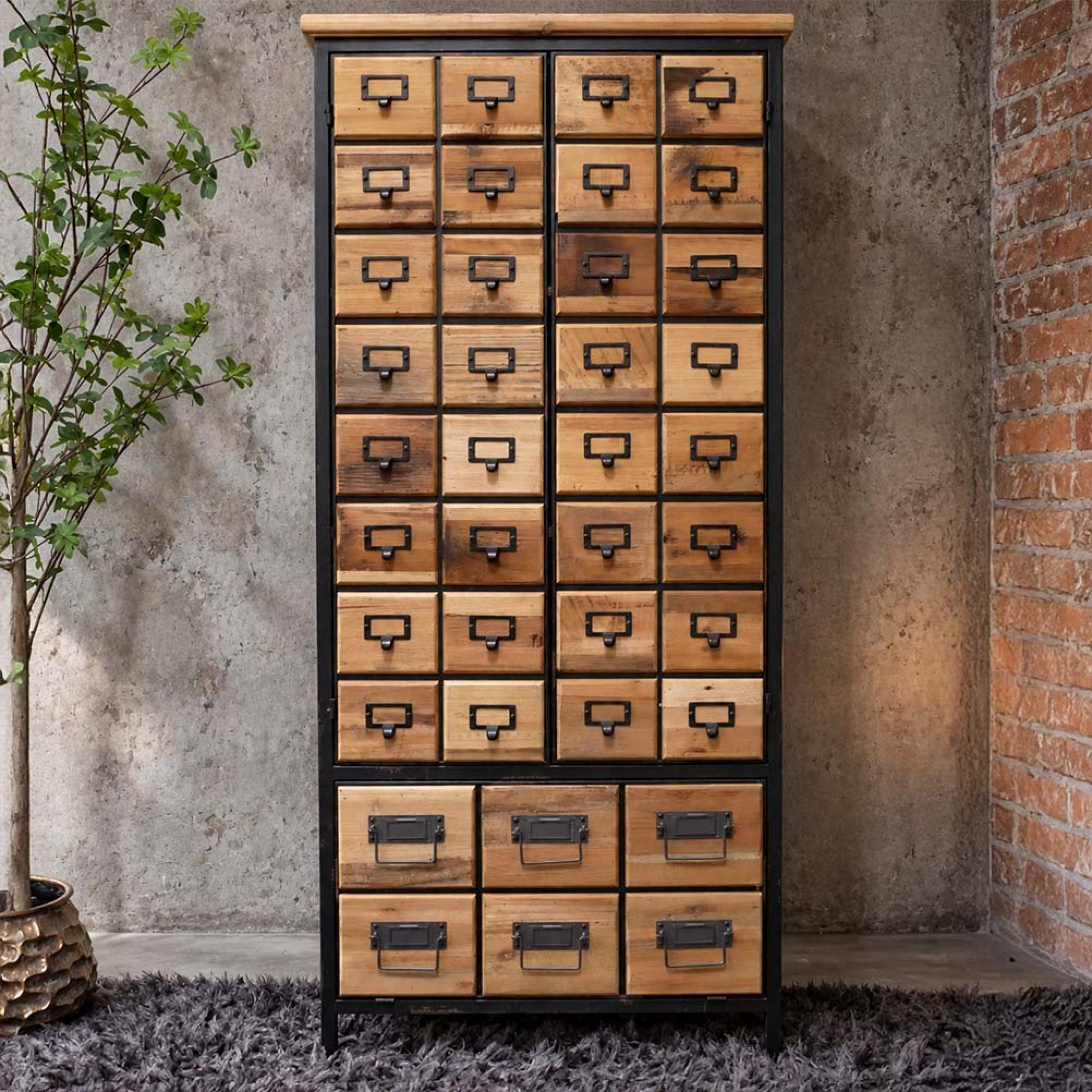 Cabinet - 3 Door - Fir Wood and Metal