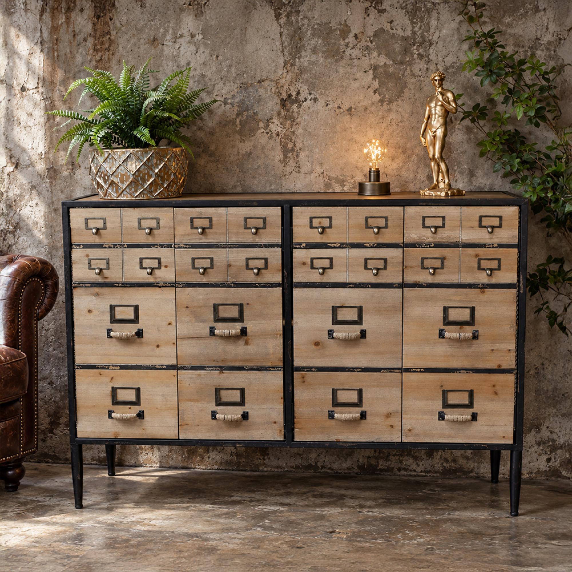 Cabinet - 4 Door - Wide - Wood and Metal