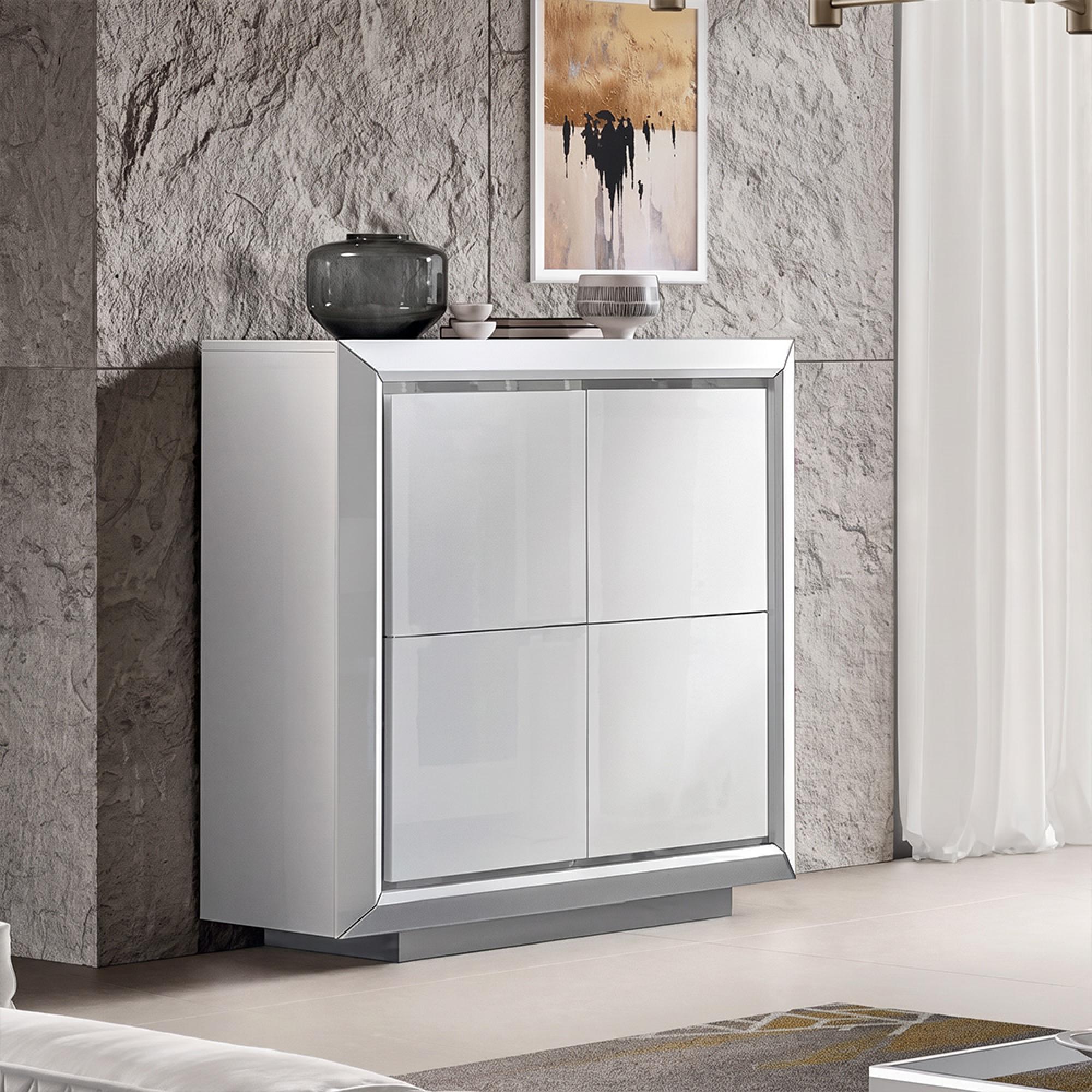 Elite Italian Bianco Antico 4 Door Hall Cabinet