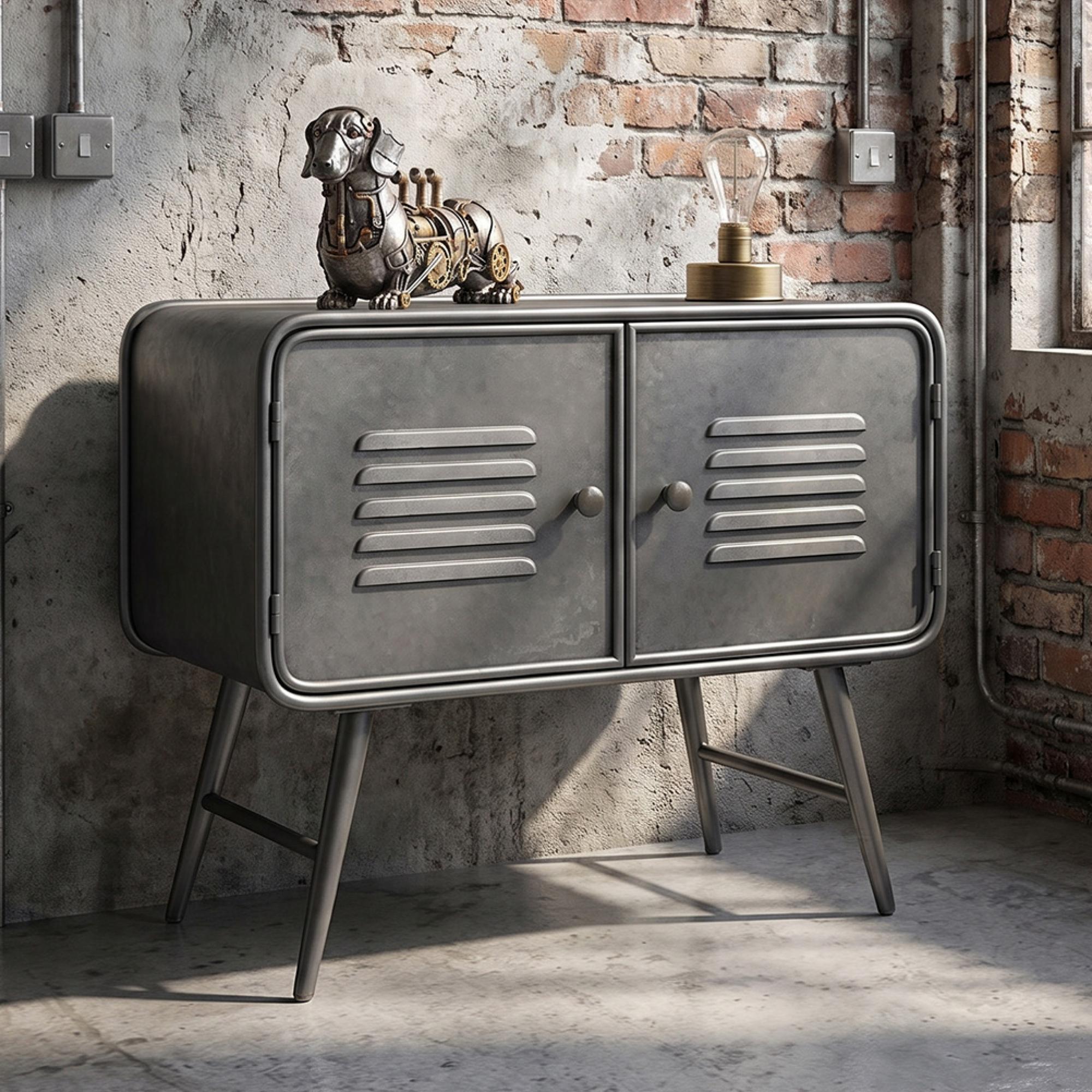 Industrial Cabinet - 2 Door - Grey - Metal