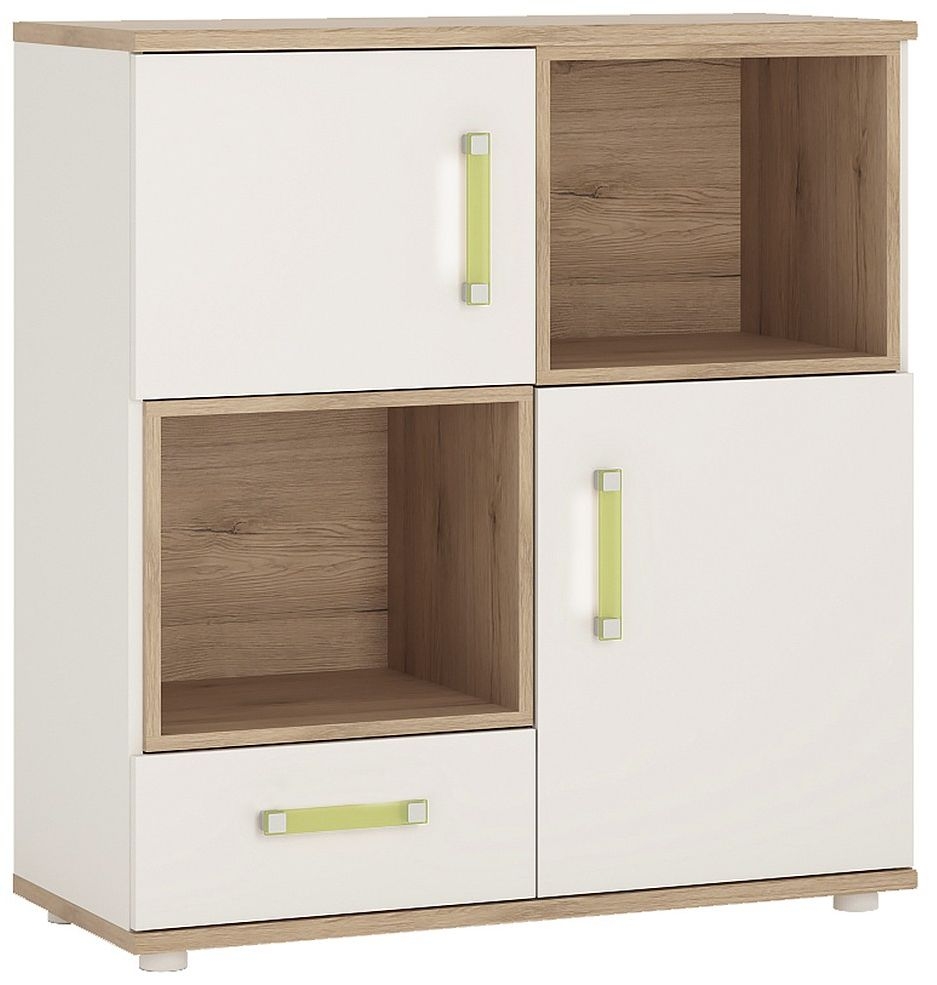 4Kids Cabinet - 2 Door - Lemon Handle - White and Oak