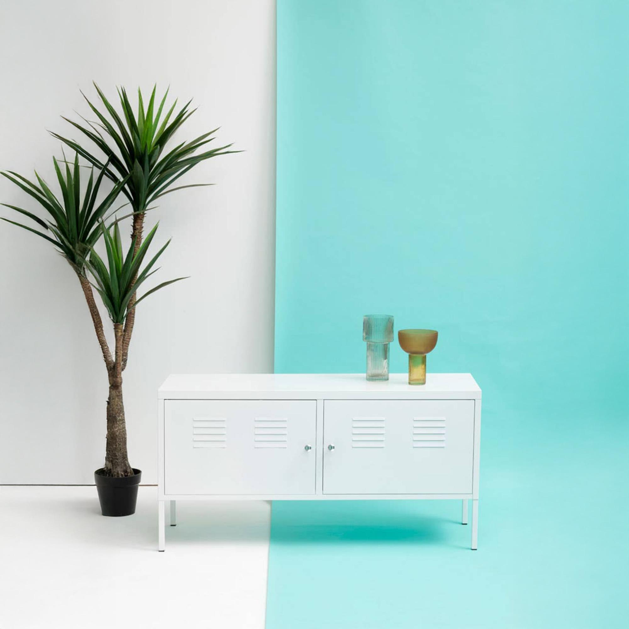 Academy Metal Small Sideboard - 2 Door - 118cm - White