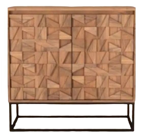Axis Acacia Wood Cabinet - 2 Door - Geometric