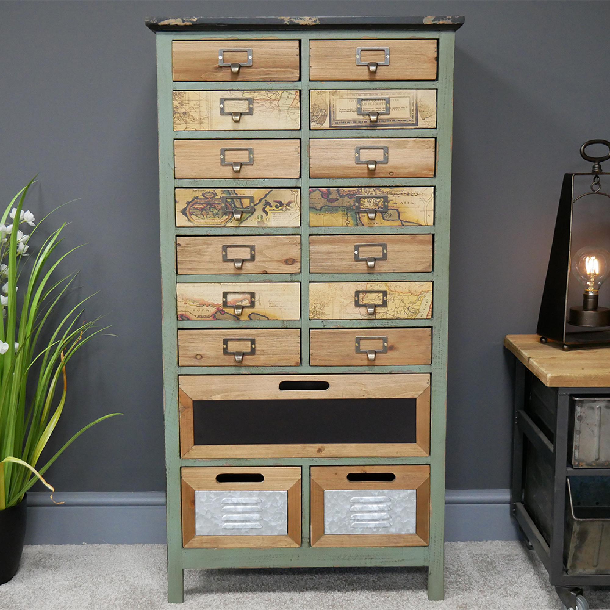 Storage Cabinet - Fir Wood - Multi Drawer - Apothecary - Large