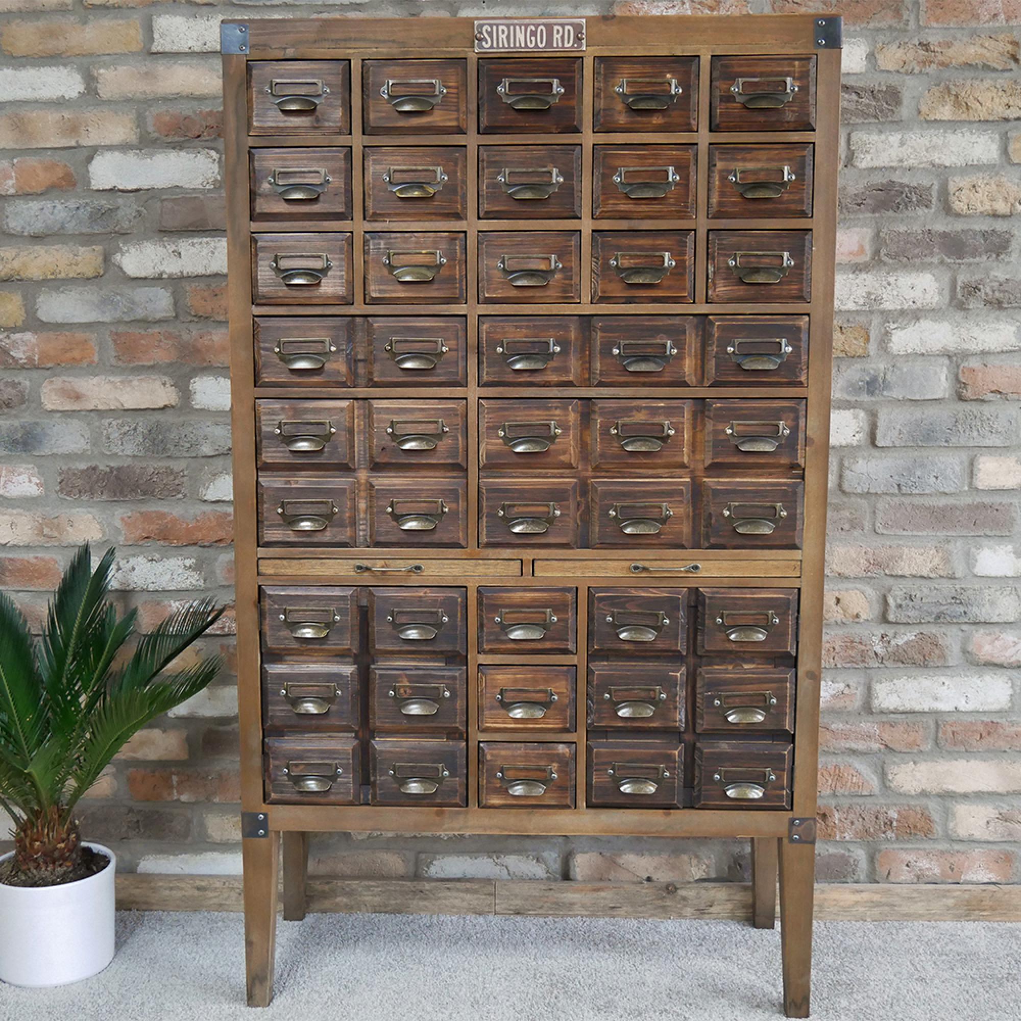 Apothecary Cabinet - 2 Door - Multi Drawer - Dark Wood