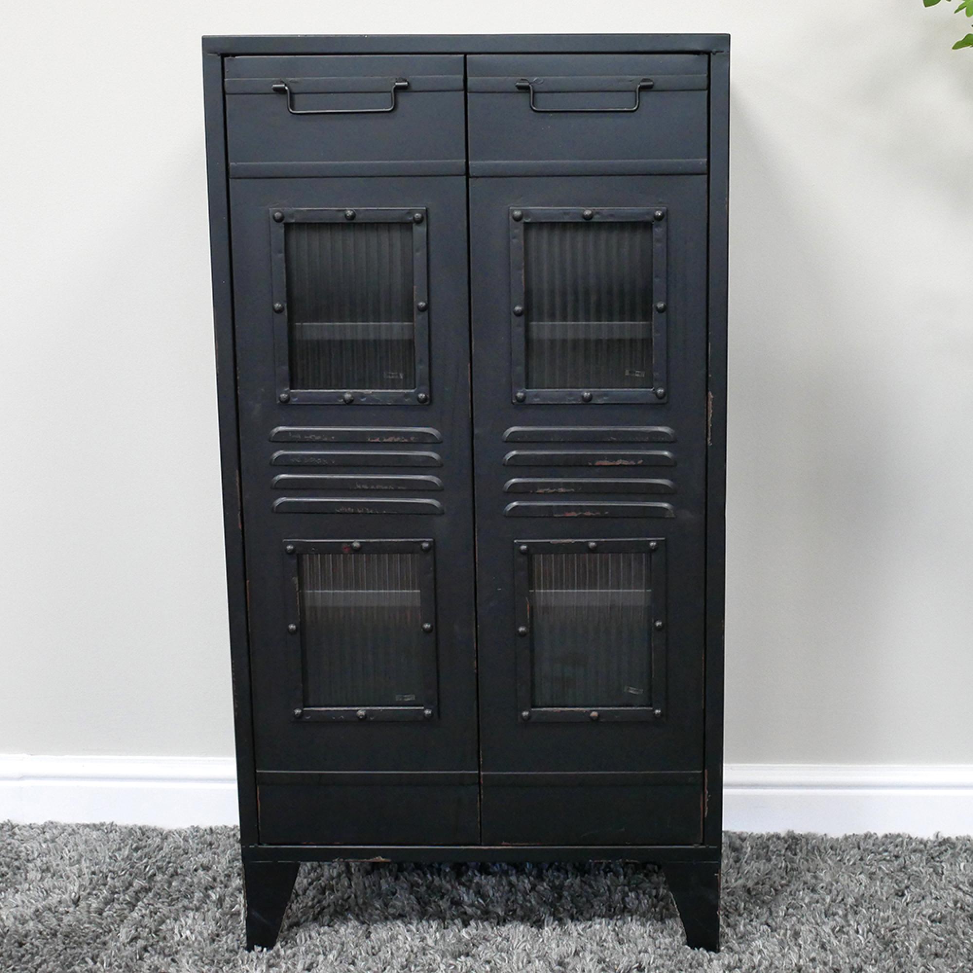 Cabinet - 2 Door - Black - Industrial - Metal