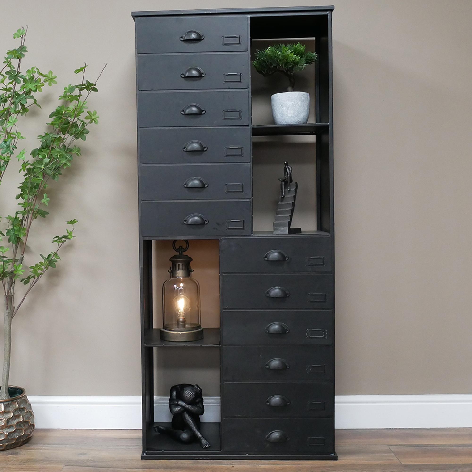 Storage Cabinet - Black Metal - Tall - Metal