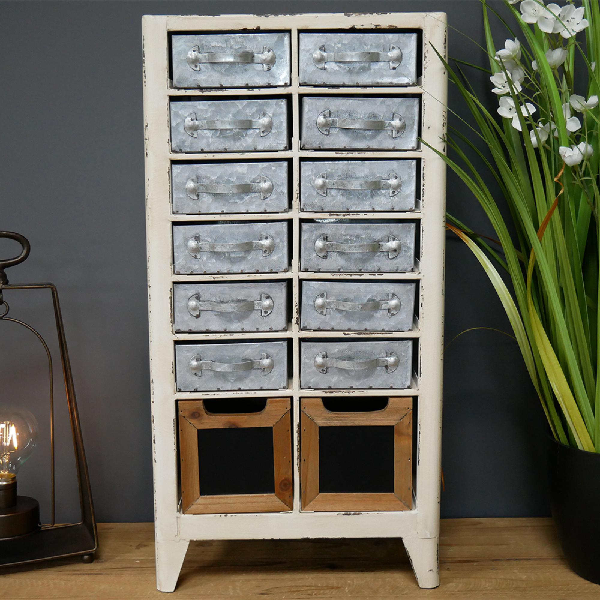 Storage Unit - Cream and Grey Metal - Metal