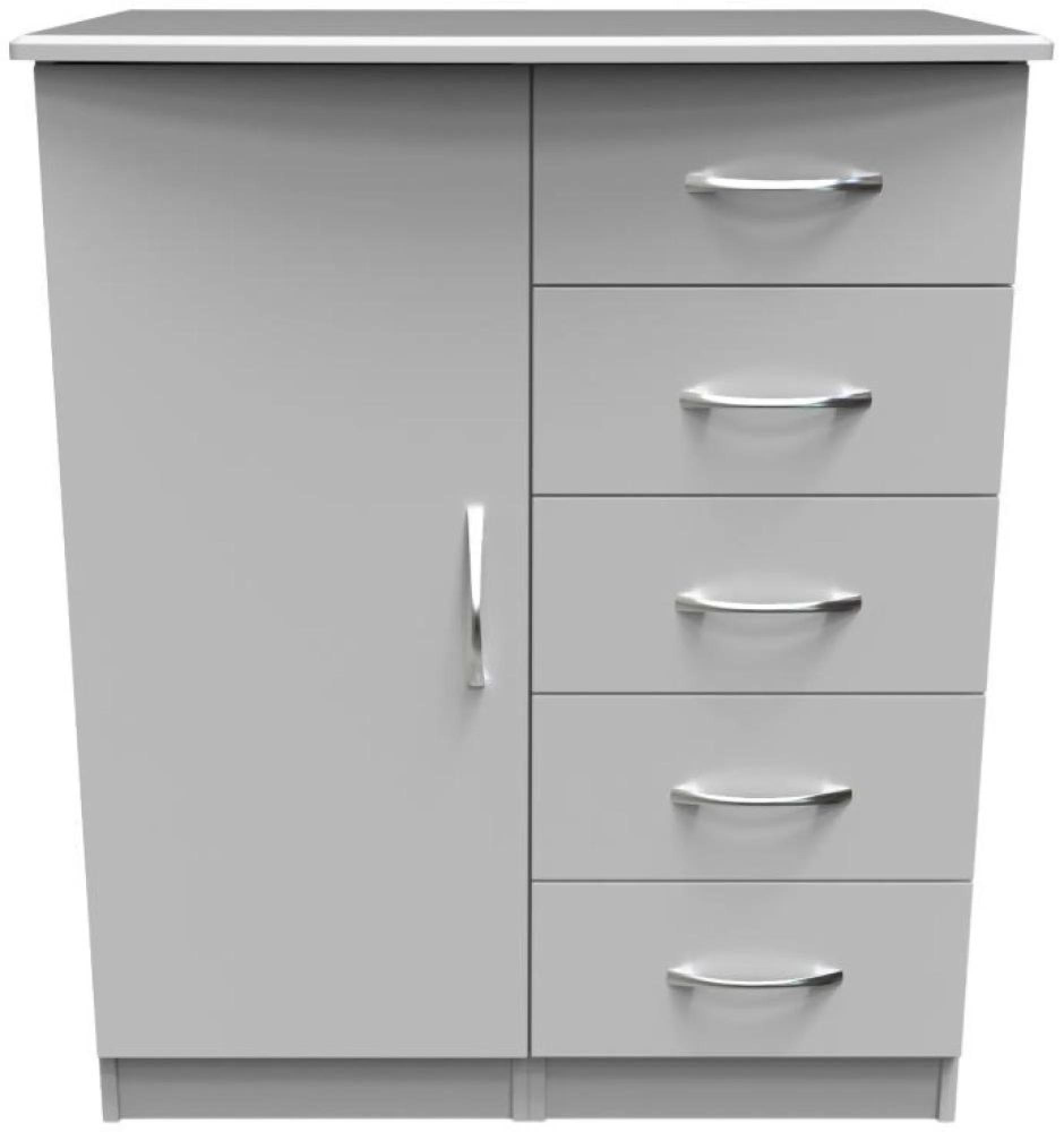 Eve Hall Cabinet - 1 Door 5 Drawer - Grey